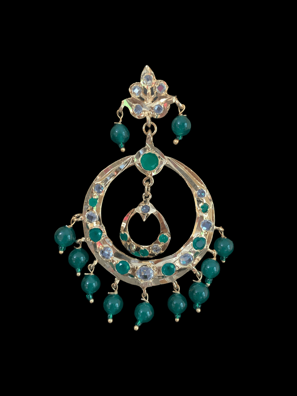 DER619 Neda Chandbali - green ( READY TO SHIP )