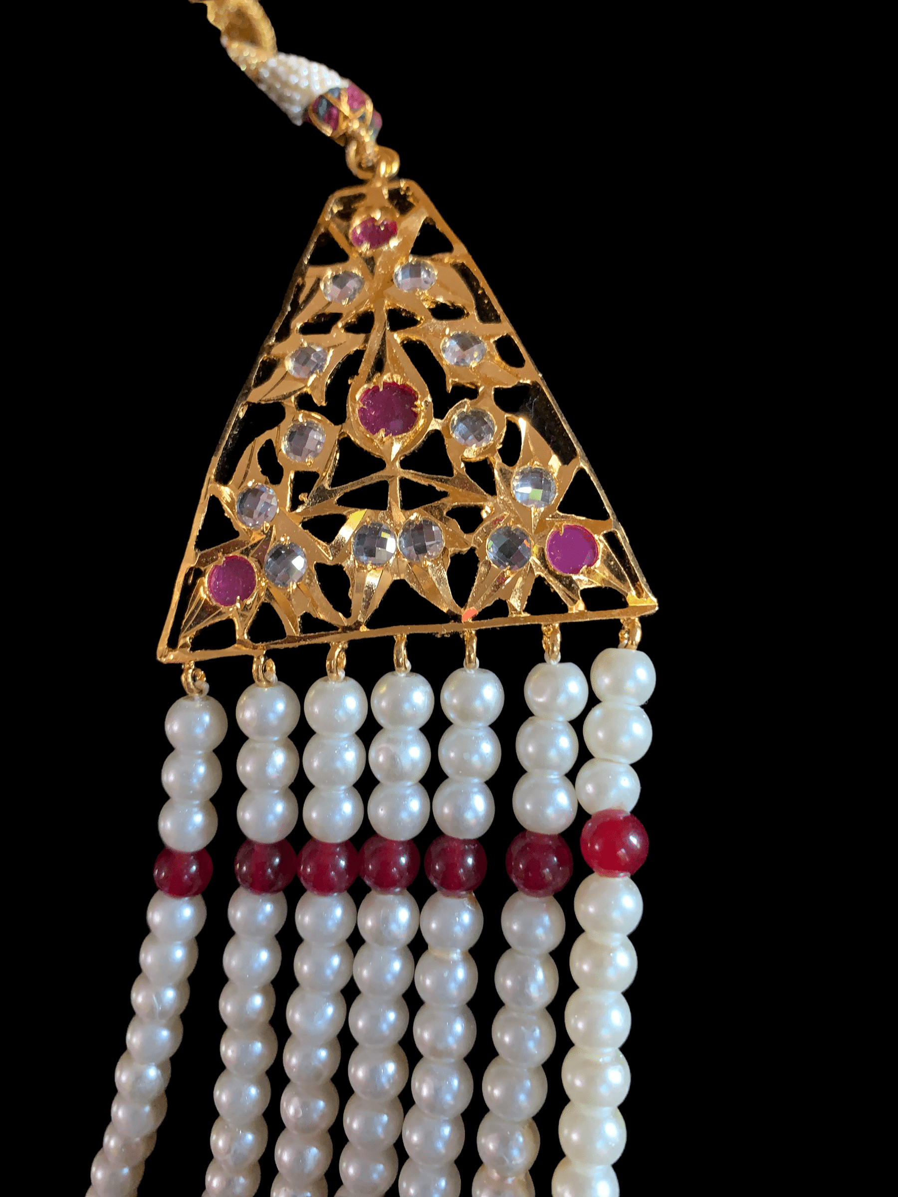 SAT11 Hyderabadi satlada with jhumka in ruby (READY TO SHIP)