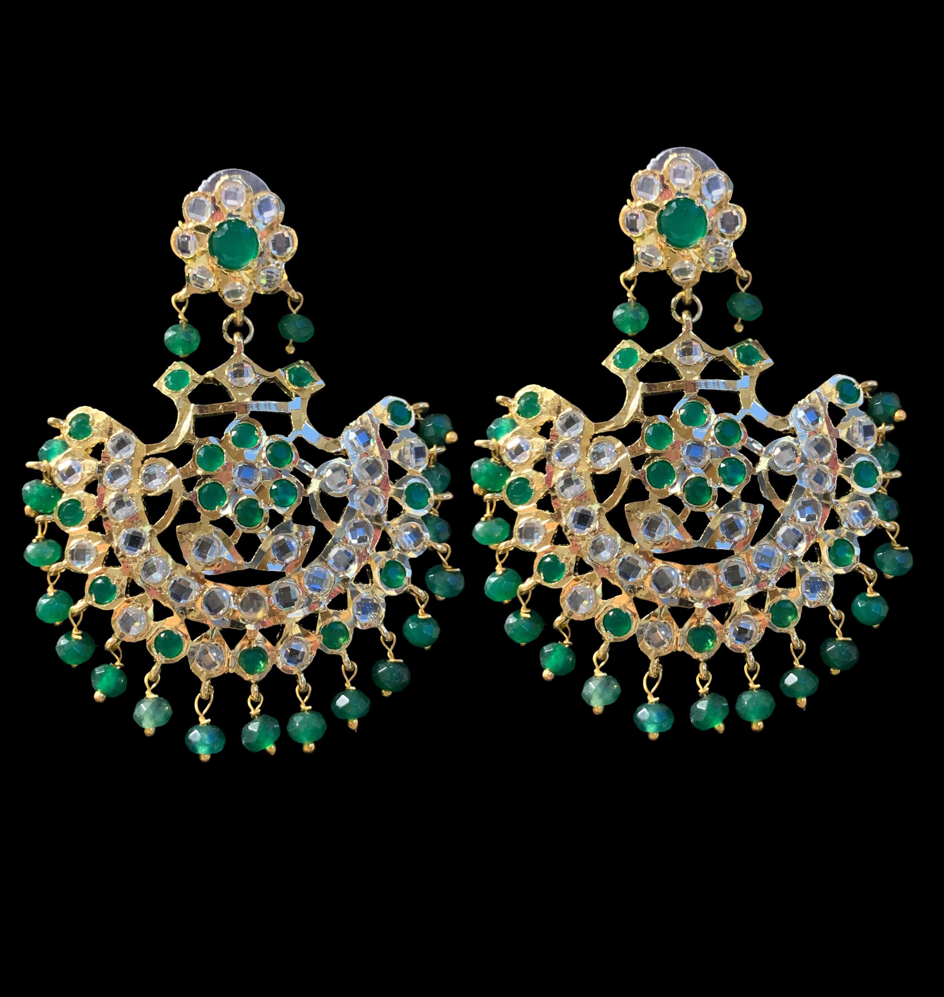 Saha  chandbali tika in emeralds ( READY TO SHIP )