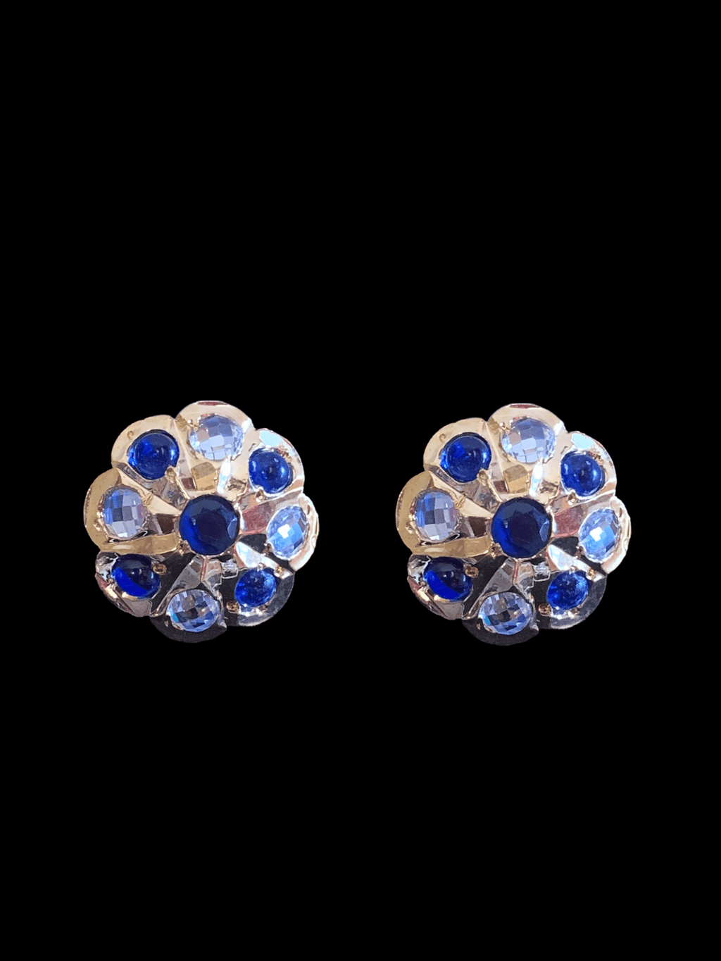 PS368 Sara hyderabadi Jadau flower pendant and earrings set in sapphire ( READY TO SHIP )