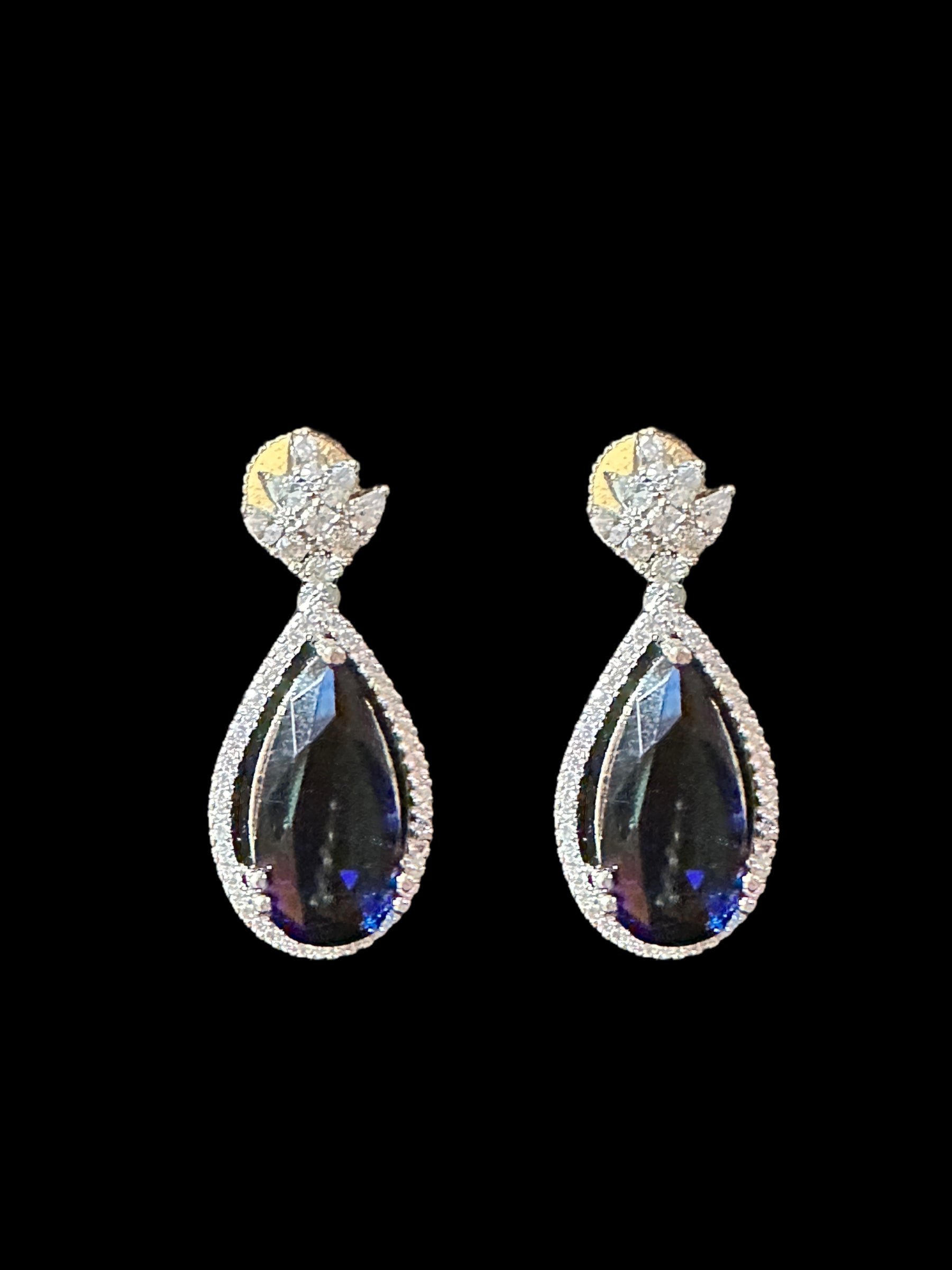 PS350 silver plated Cz pendant set- blue    (READY TO SHIP)