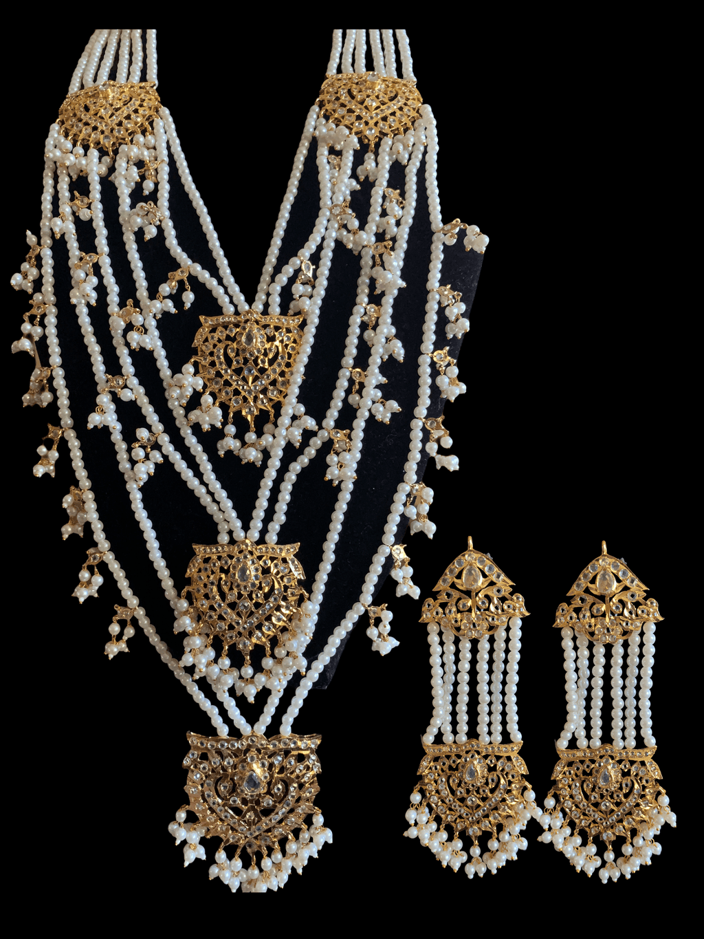 SAT61 Maahi bridal Hyderabadi three layered necklace with earrings ( READY TO SHIP )