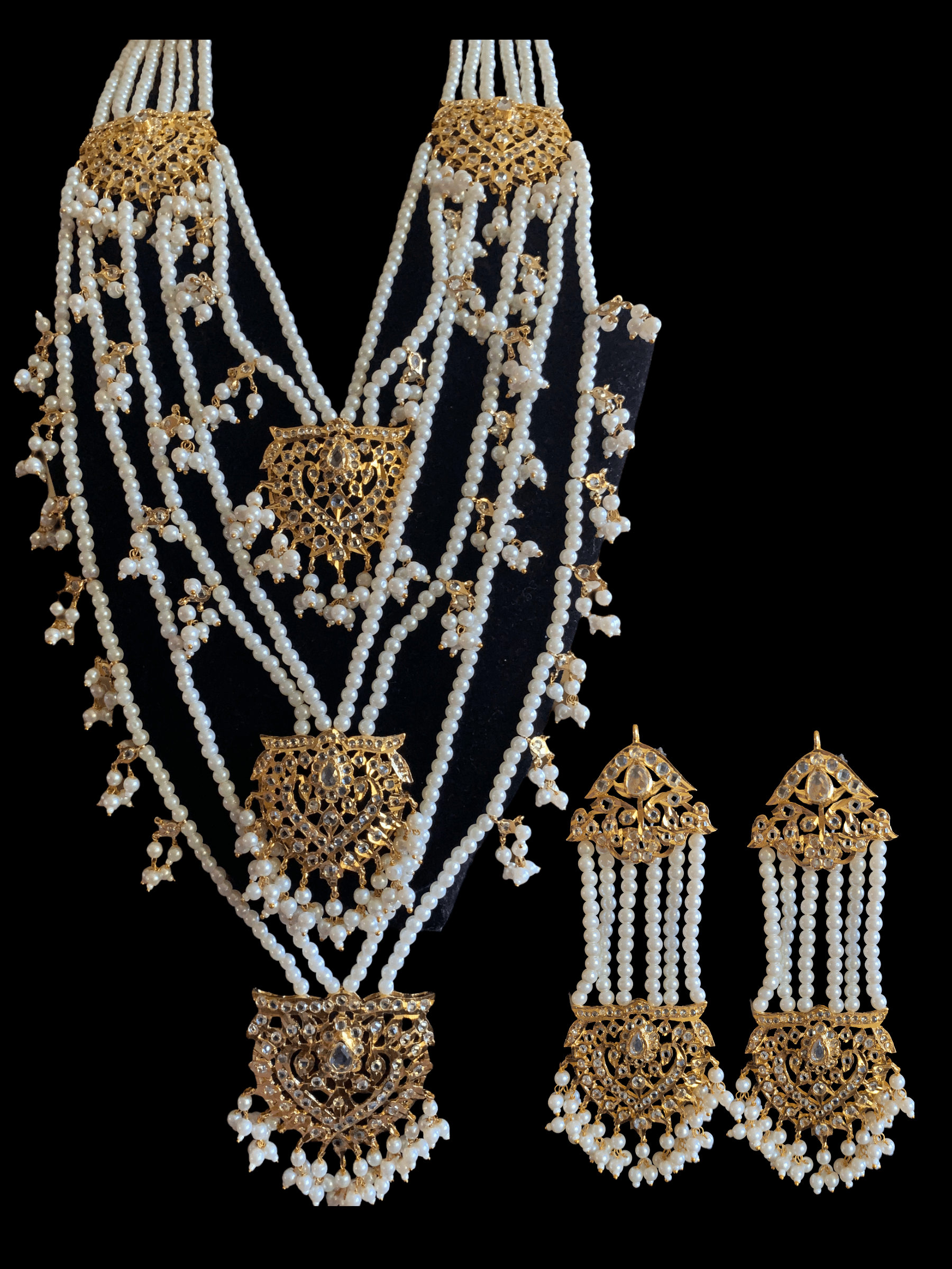 SAT61 Maahi bridal Hyderabadi three layered necklace with earrings ( READY TO SHIP )