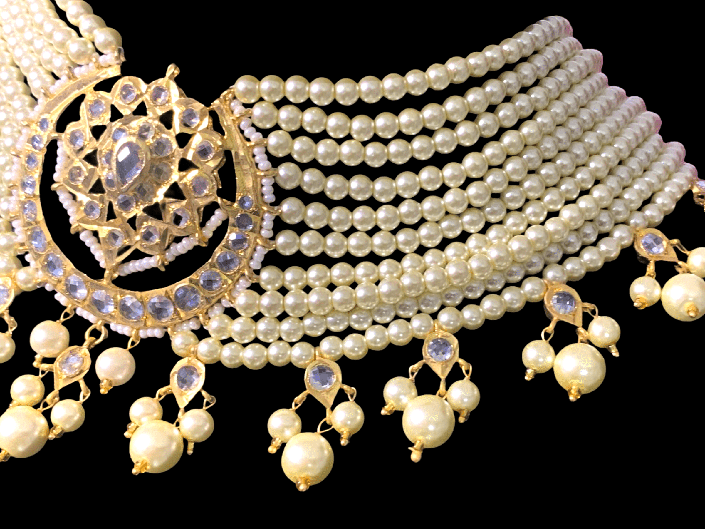 C171  Noor choker set in golden pearls ( READY TO SHIP )