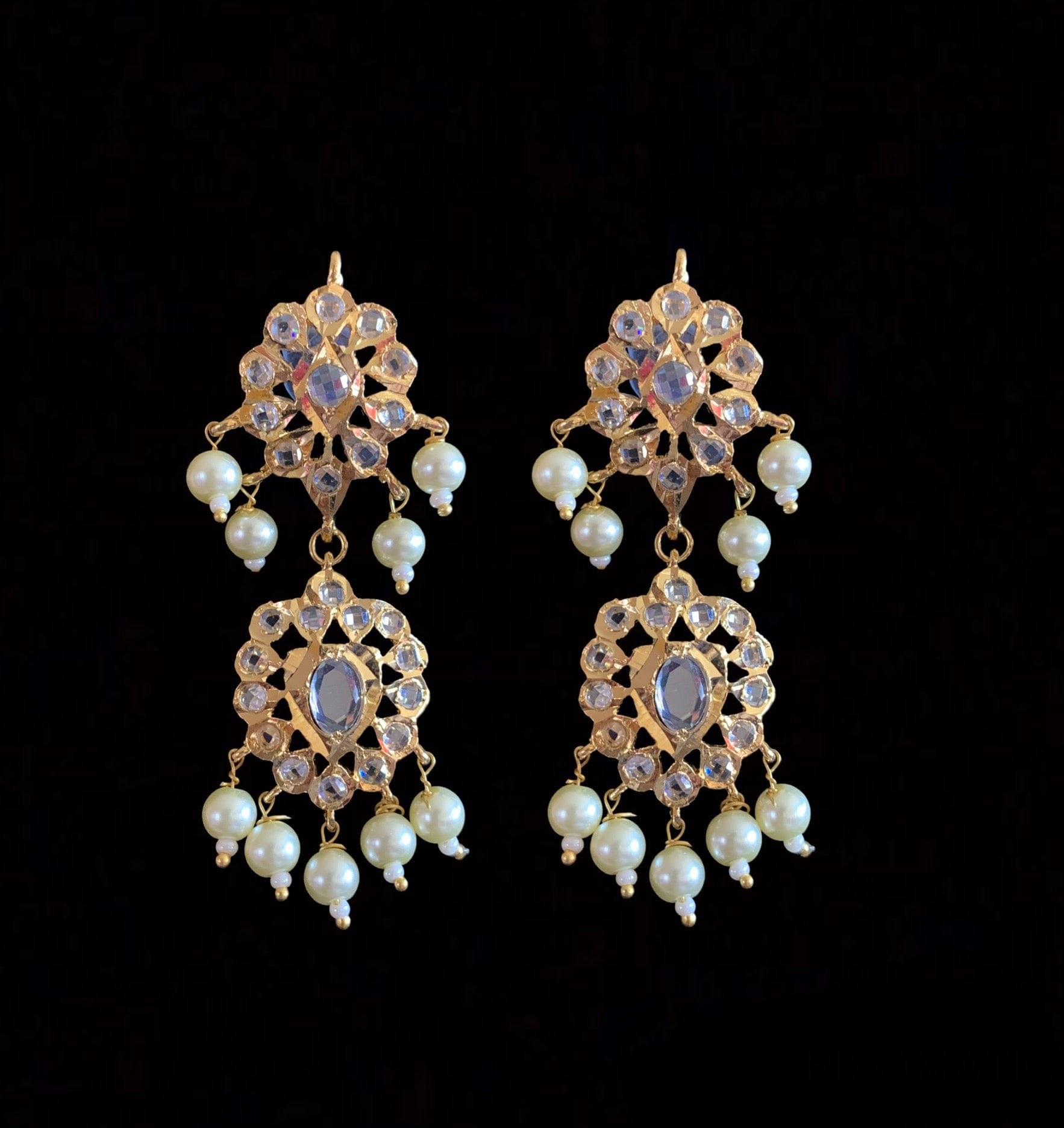 NS205 Ila nizami mango style bridal necklace with earrings in pearls (SHIPS IN 2 WEEKS  )