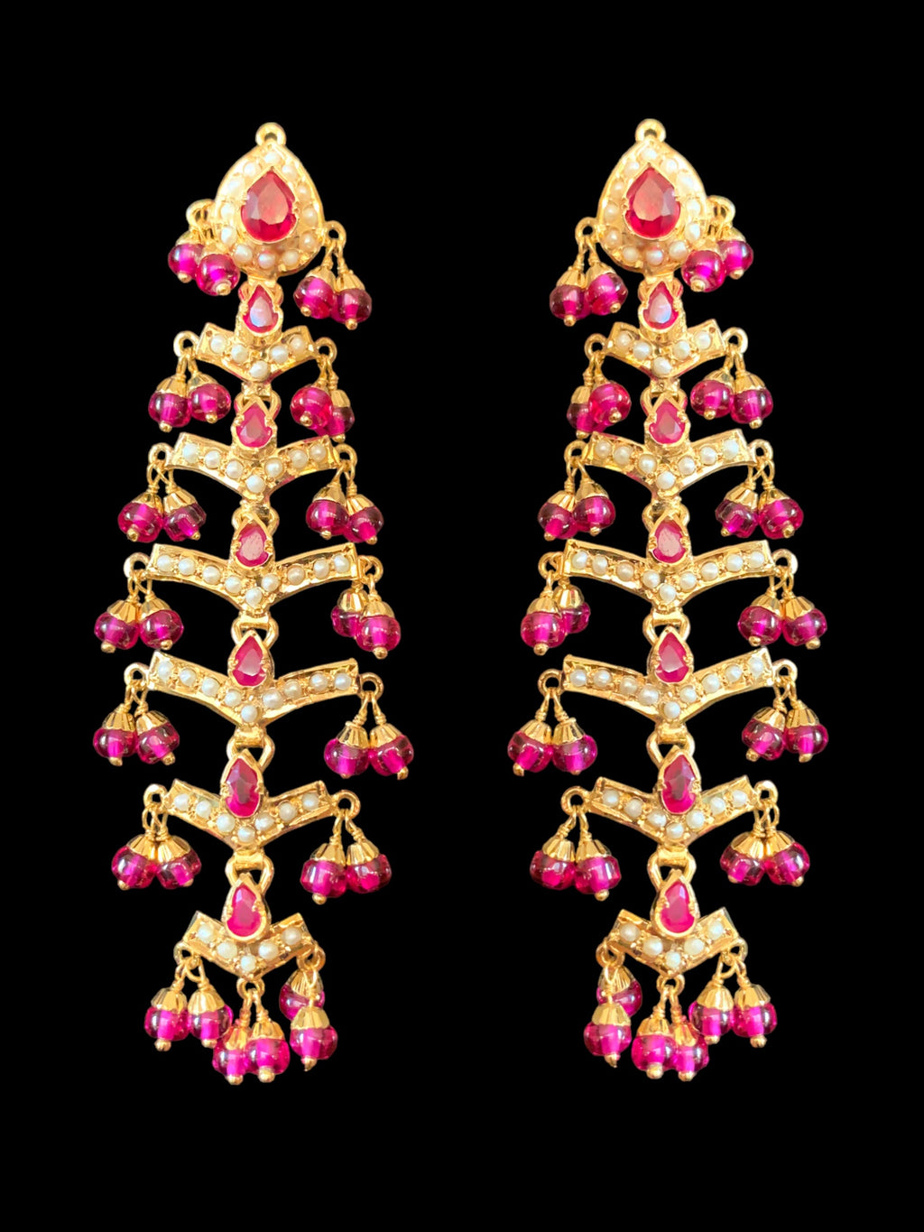 Ruby pearl gold plated silver earrings ( READY TO SHIP )