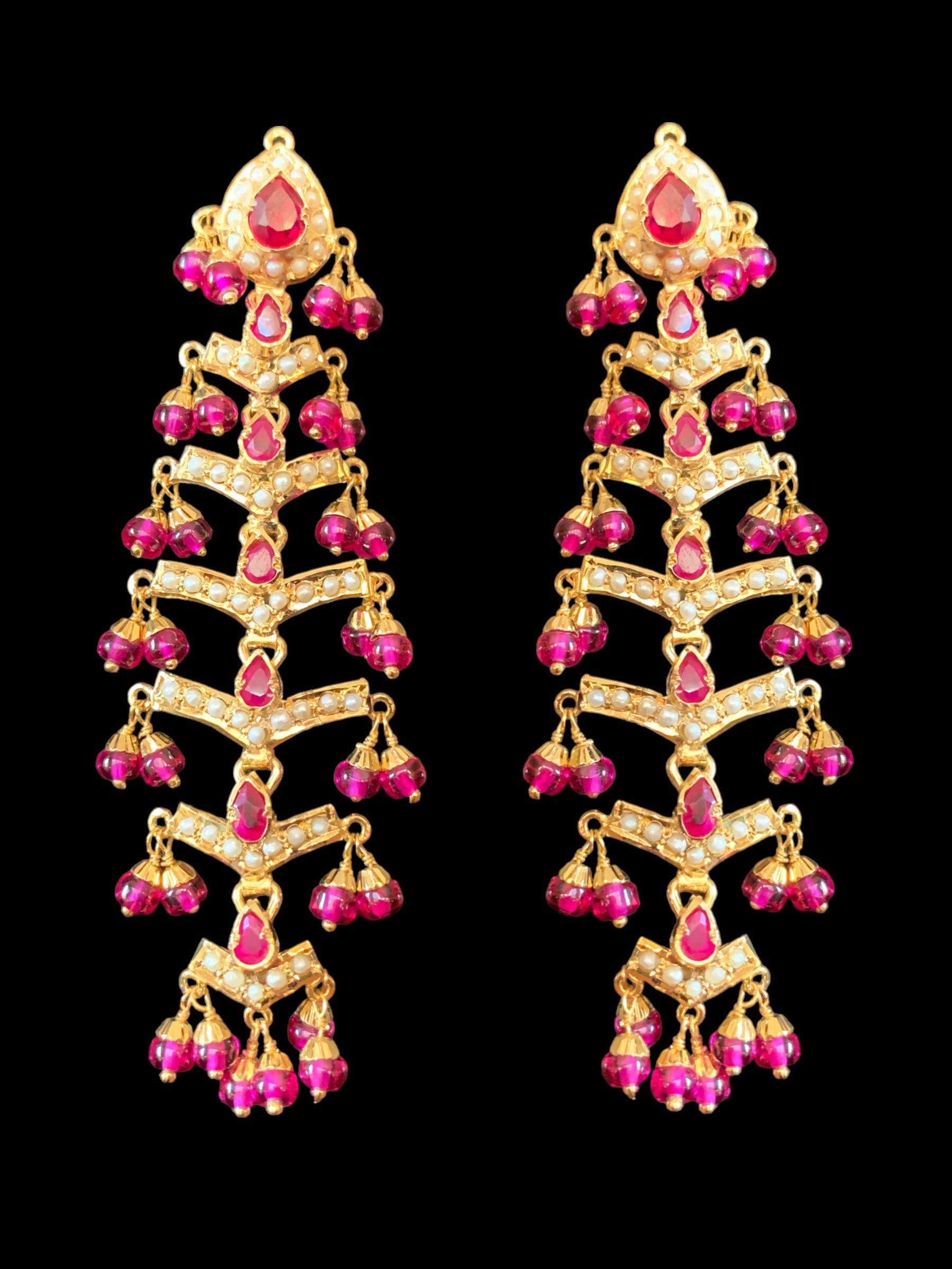 Ruby pearl gold plated silver earrings ( READY TO SHIP )