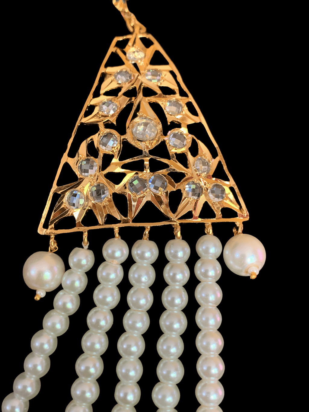 SAT42 Soha Hyderabadi five layer necklace / satlada in shell pears ( READY TO SHIP)