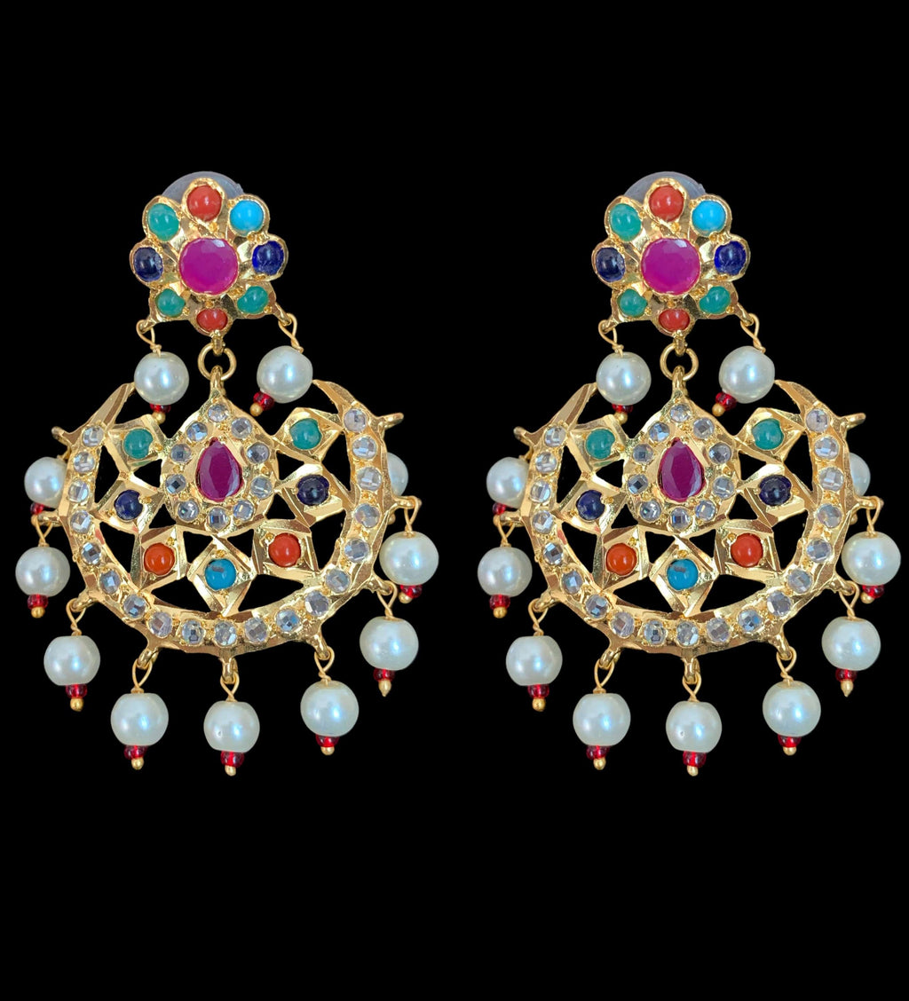 LN46 Ramia navratan  rani haar with earrings( READY TO SHIP )