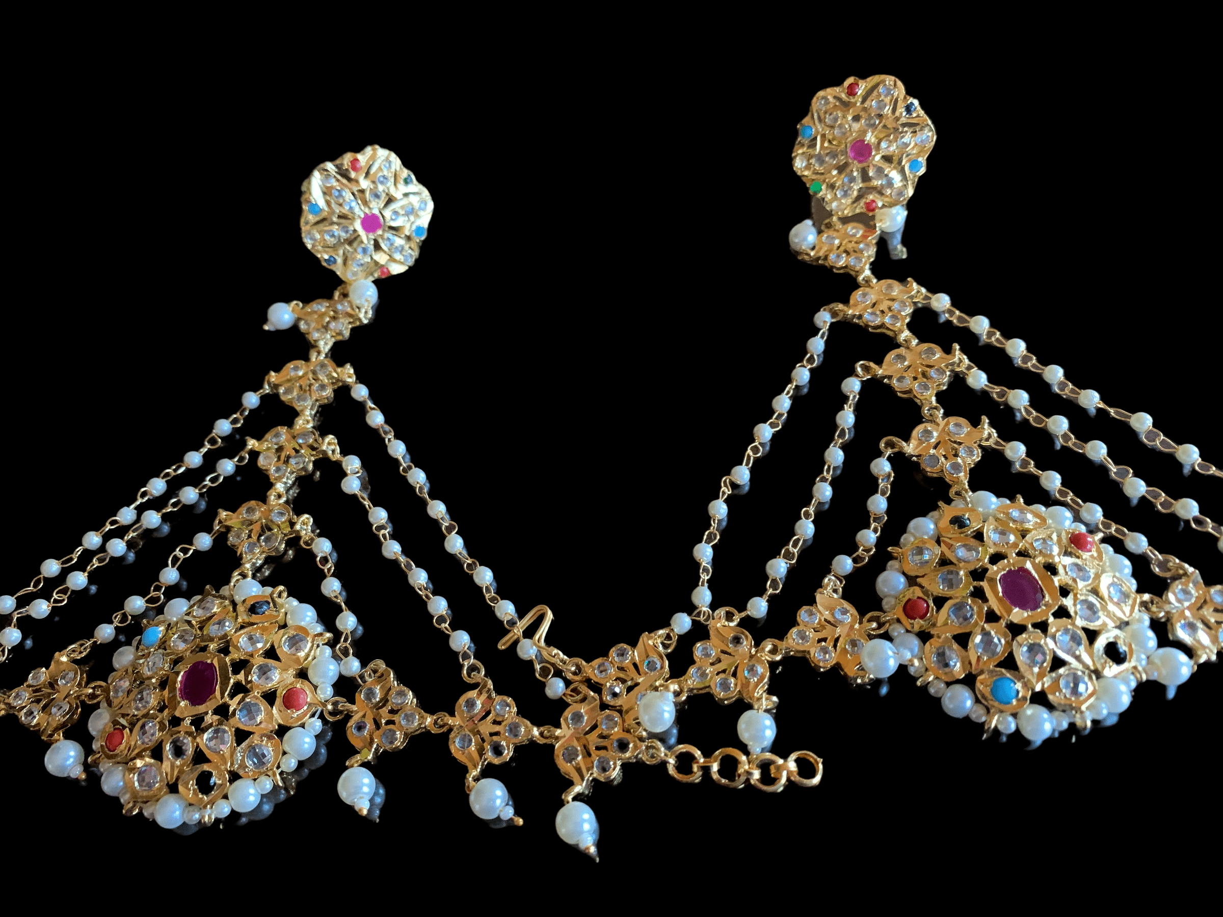 HP10 Ronak haath phool - ONE PAIR ( navratan  ) (SHIPS IN 4 WEEKS  )