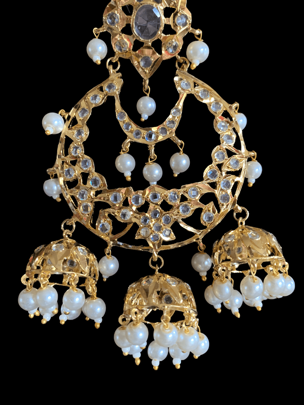 DER232 Heba Chandbali jhumka - pearls ( READY TO SHIP )