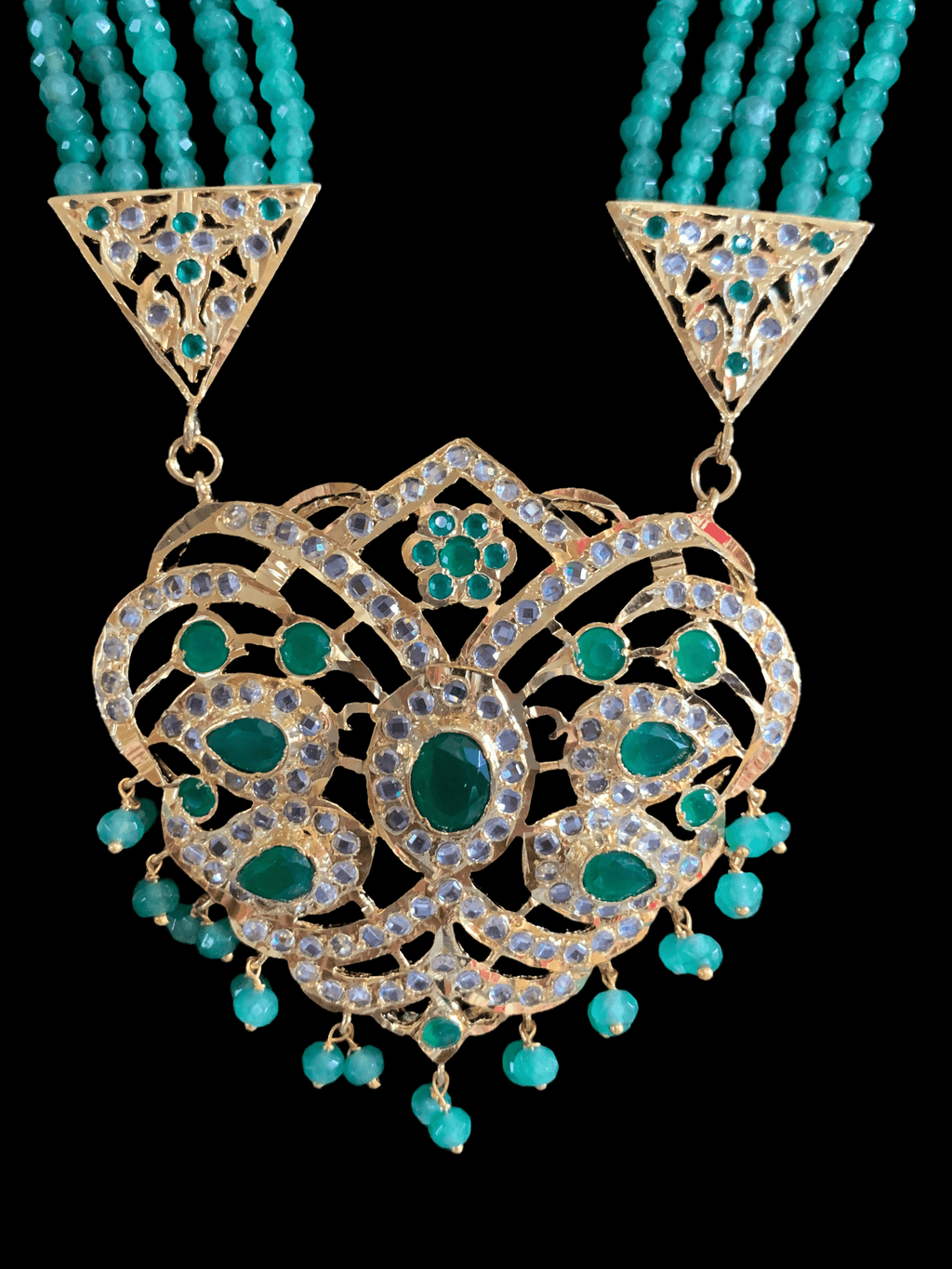 LN63 Namita rani haar in light green beads ( READY TO SHIP )