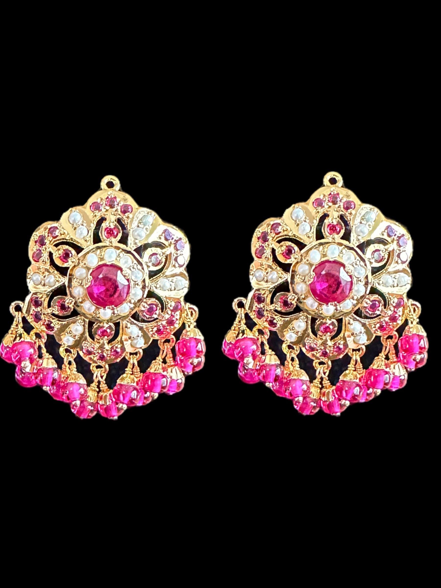 Ruby pearl gold plated silver earrings ( READY TO SHIP )