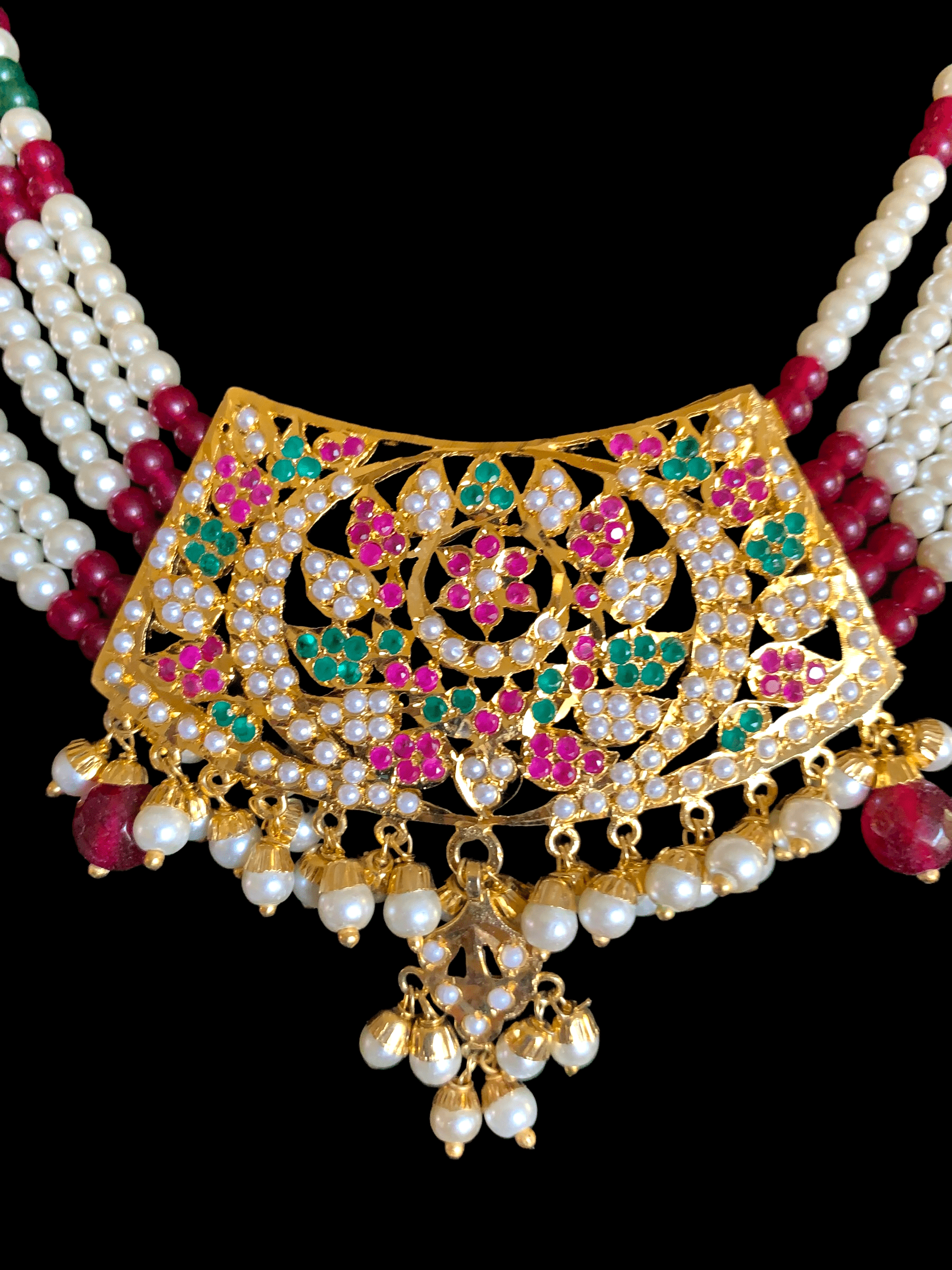 NS326 Ava short necklace set in ruby emerald  ( SHIPS IN 4 WEEKS )