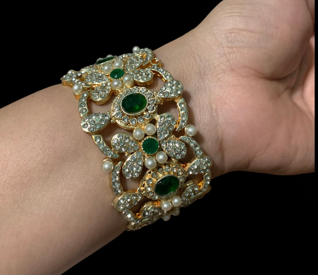 B131 Zeenat cz bangles / kada -green 1 pair ( READY TO SHIP )