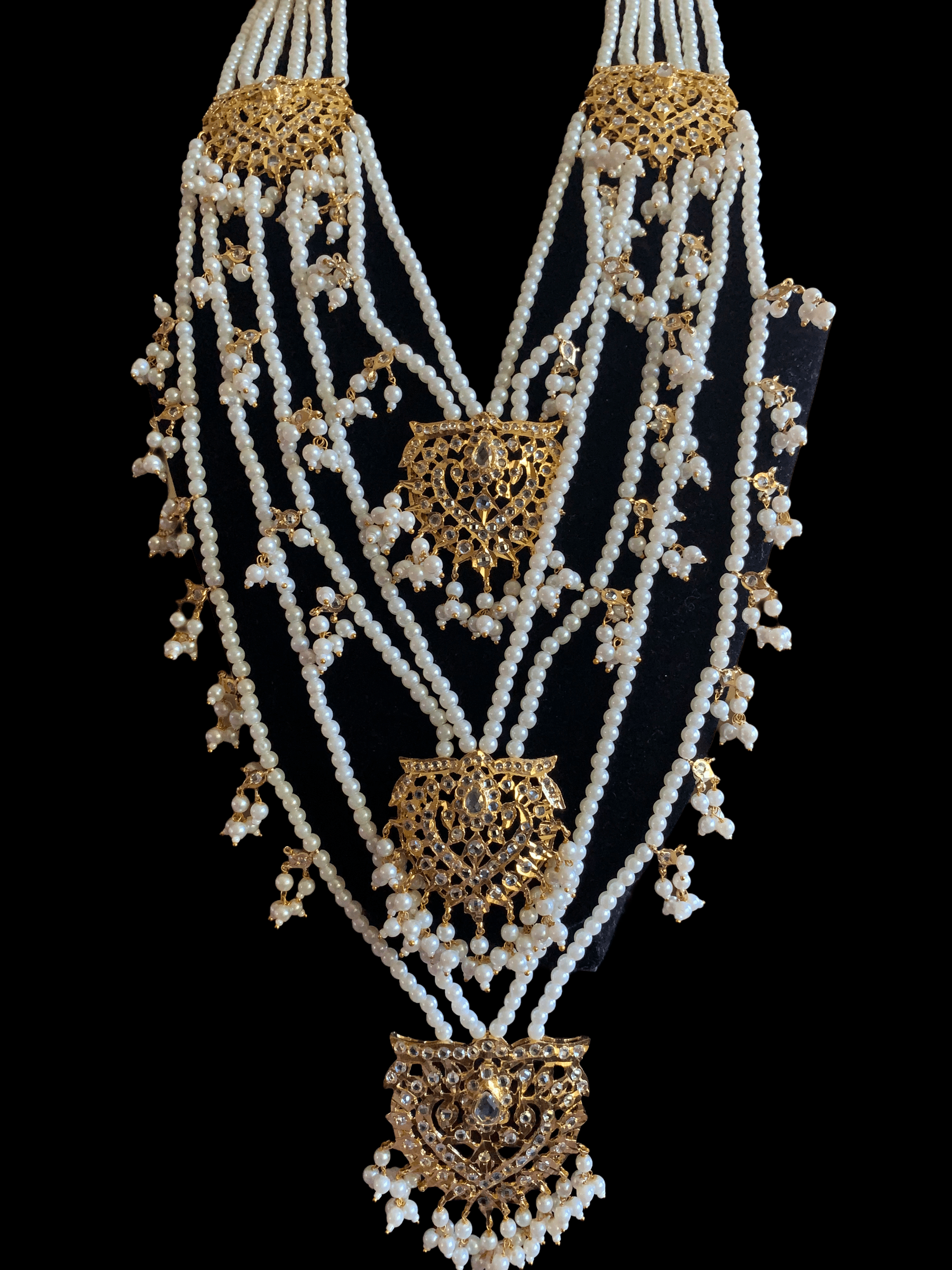 SAT61 Maahi bridal Hyderabadi three layered necklace with earrings ( READY TO SHIP )