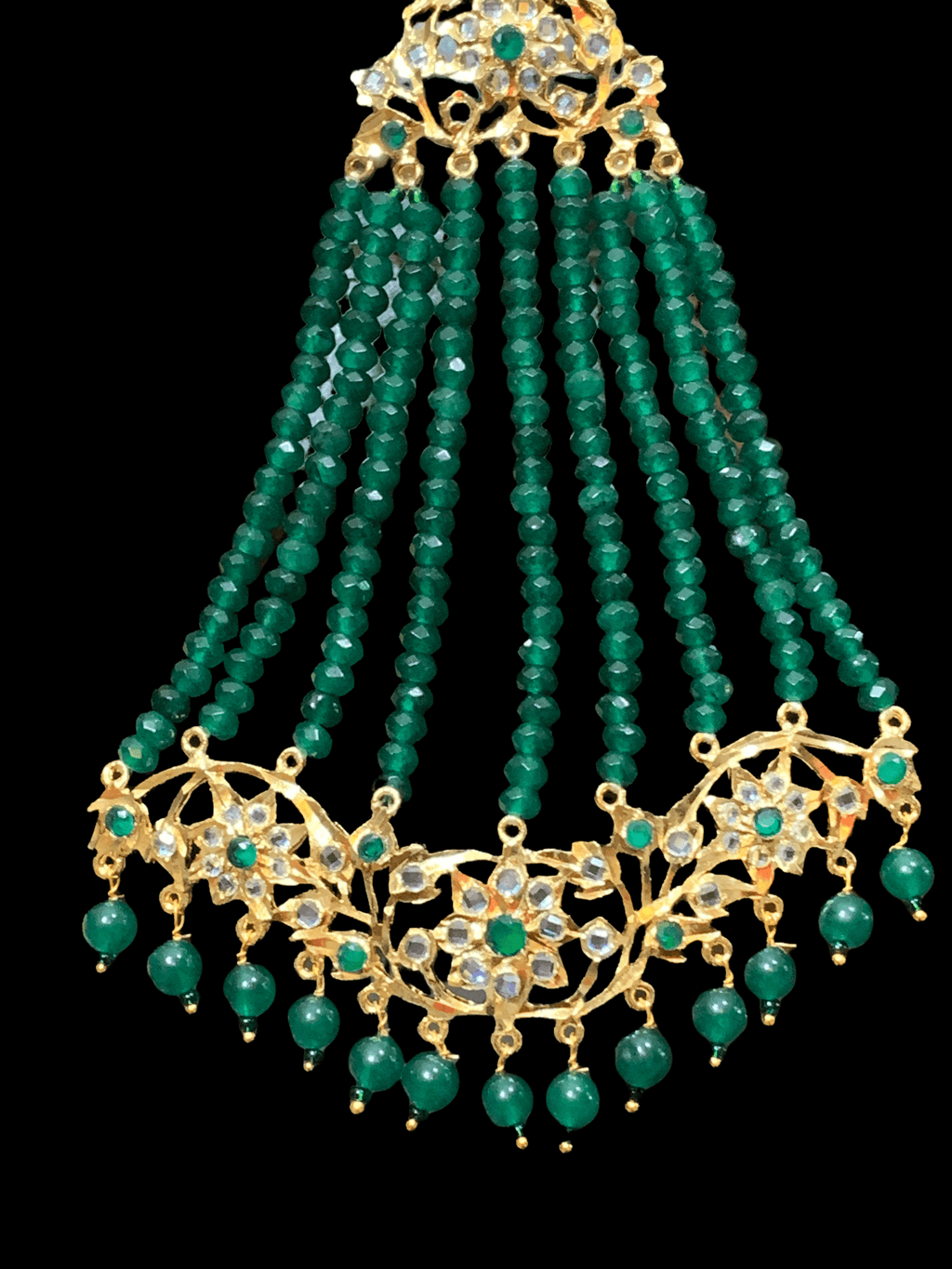 Abira jhoomar  in green beads  ( READY TO SHIP )