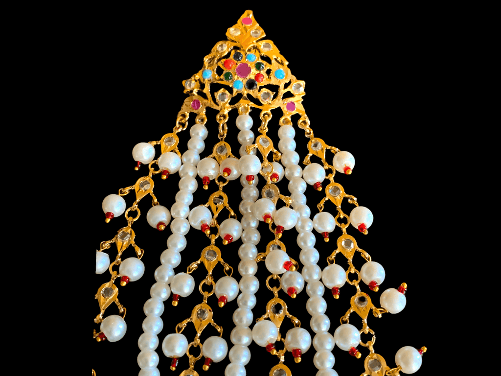 JTK6 Hira navratan  jhoomar and tika set   ( SHIPS IN 2 WEEKS )