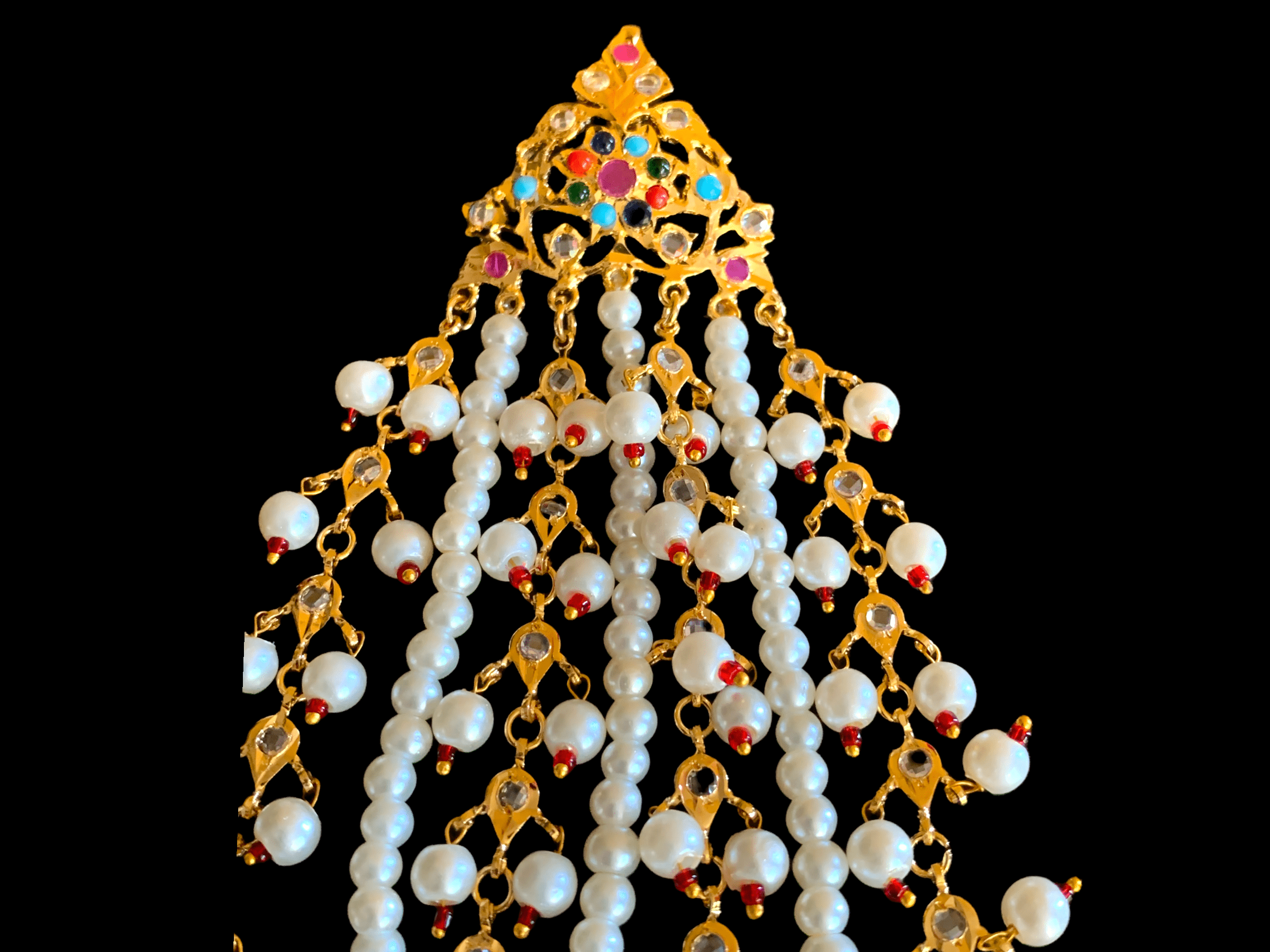 JTK6 Hira navratan  jhoomar and tika set   ( SHIPS IN 2 WEEKS )