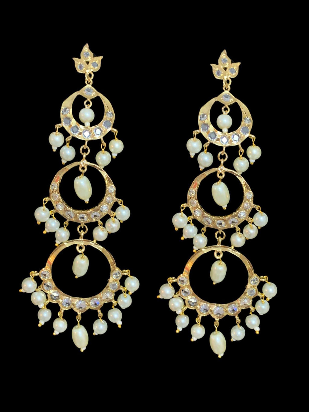 DER50 Eva multilayered Chandbali earrings in pearls ( READY TO SHIP )