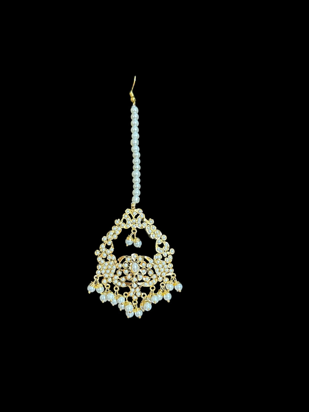 DNS14 Niyati pearl jadau necklace with earrings tika ( READY TO SHIP )