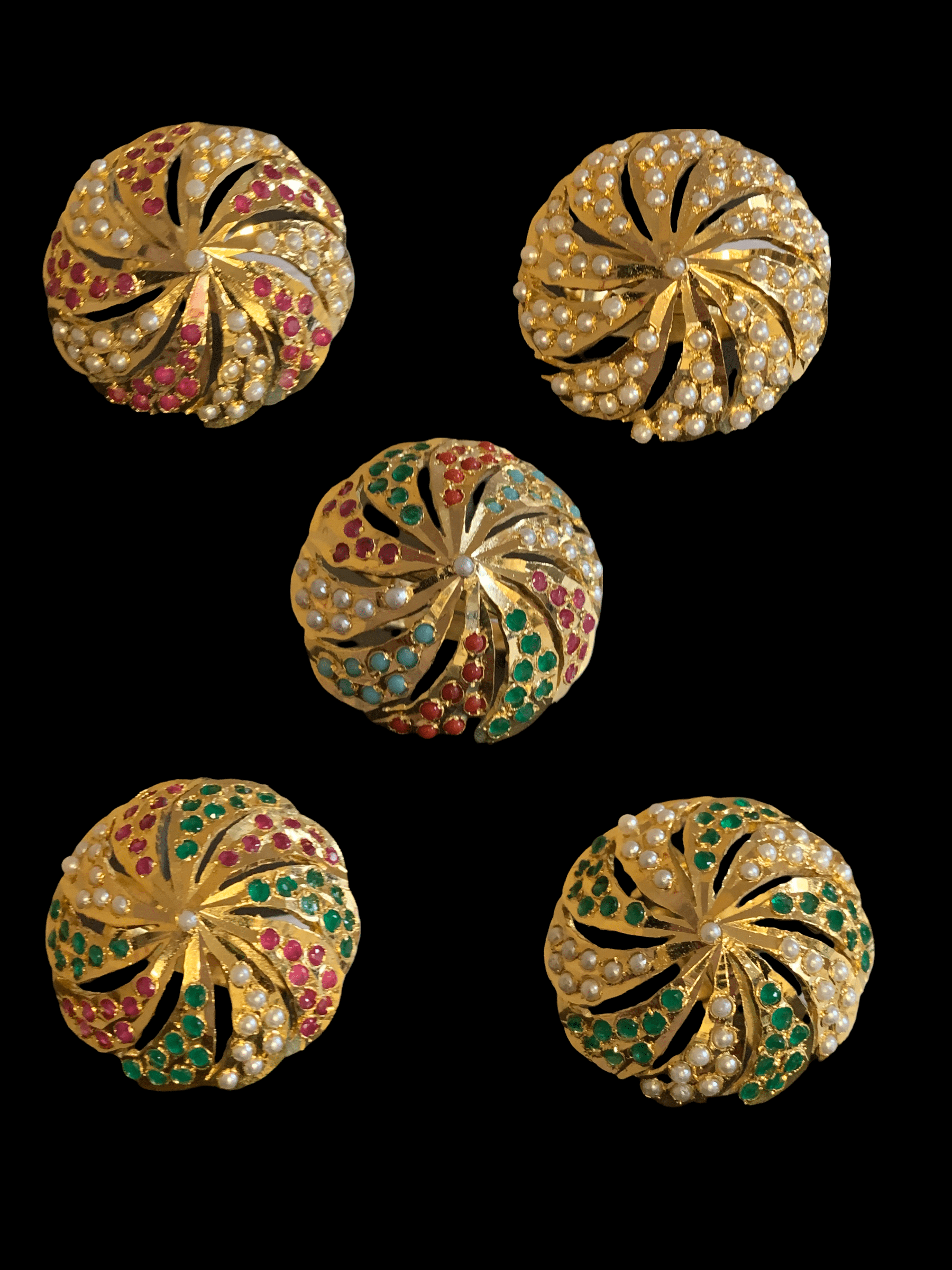 DJR28 Navatha jadau Rings ( READY TO SHIP )