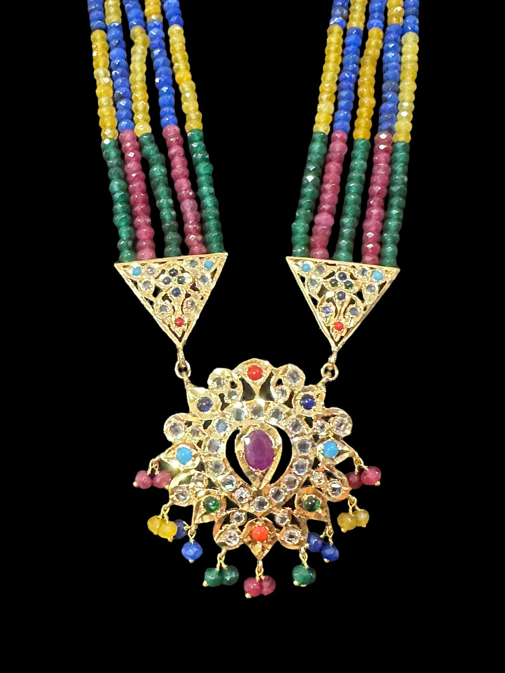 DLN16 Navratan rani haar with earrings ( READY TO SHIP )
