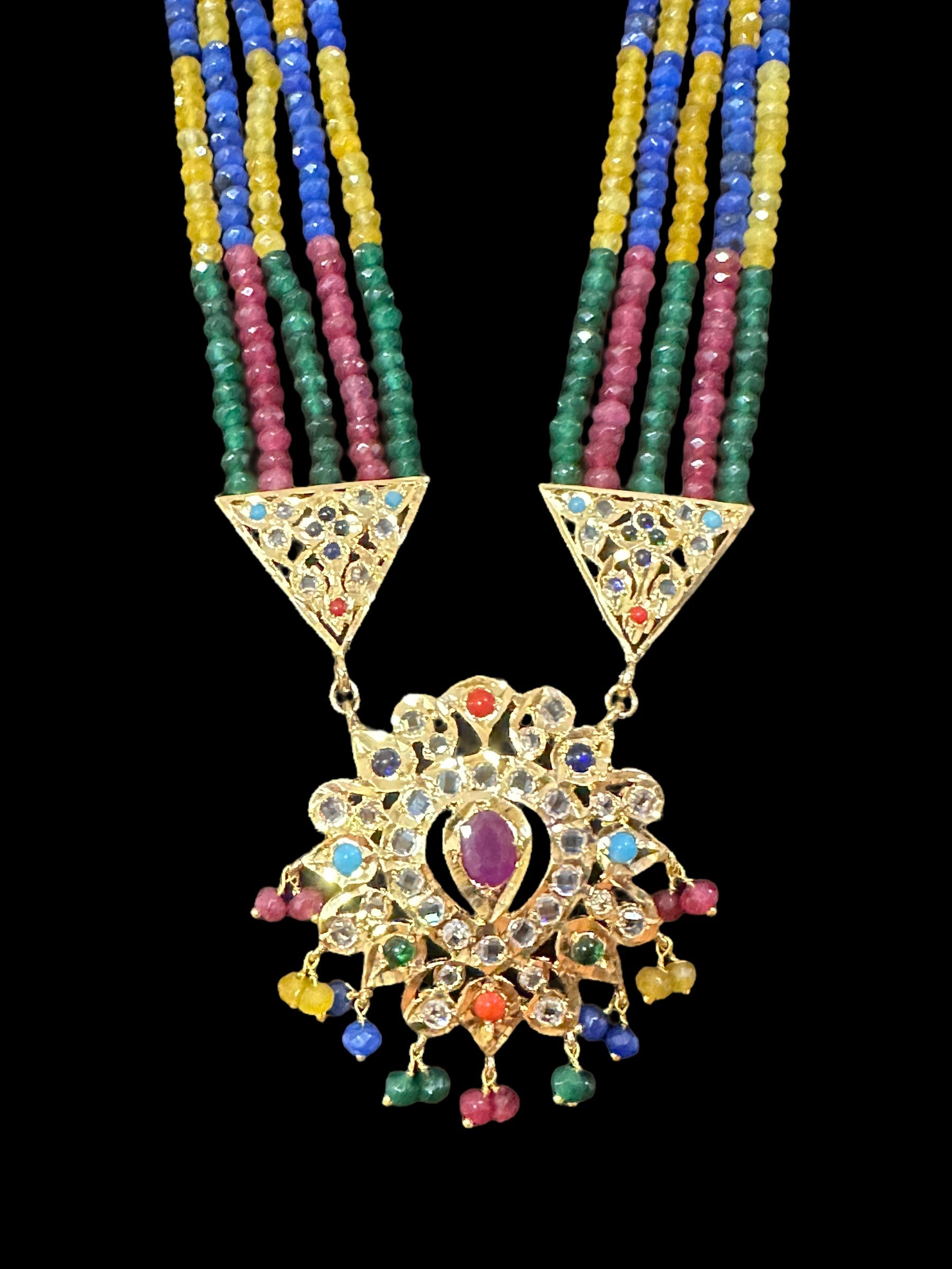 DLN16 Navratan rani haar with earrings ( READY TO SHIP )