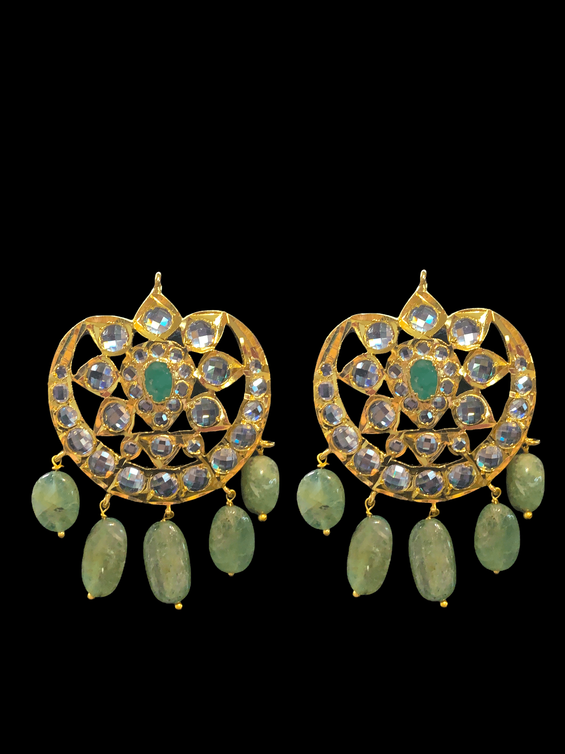 Hyderabadi fresh water pearls with emerald choker in gold plated silver ( SHIPS IN 5 WEEKS )