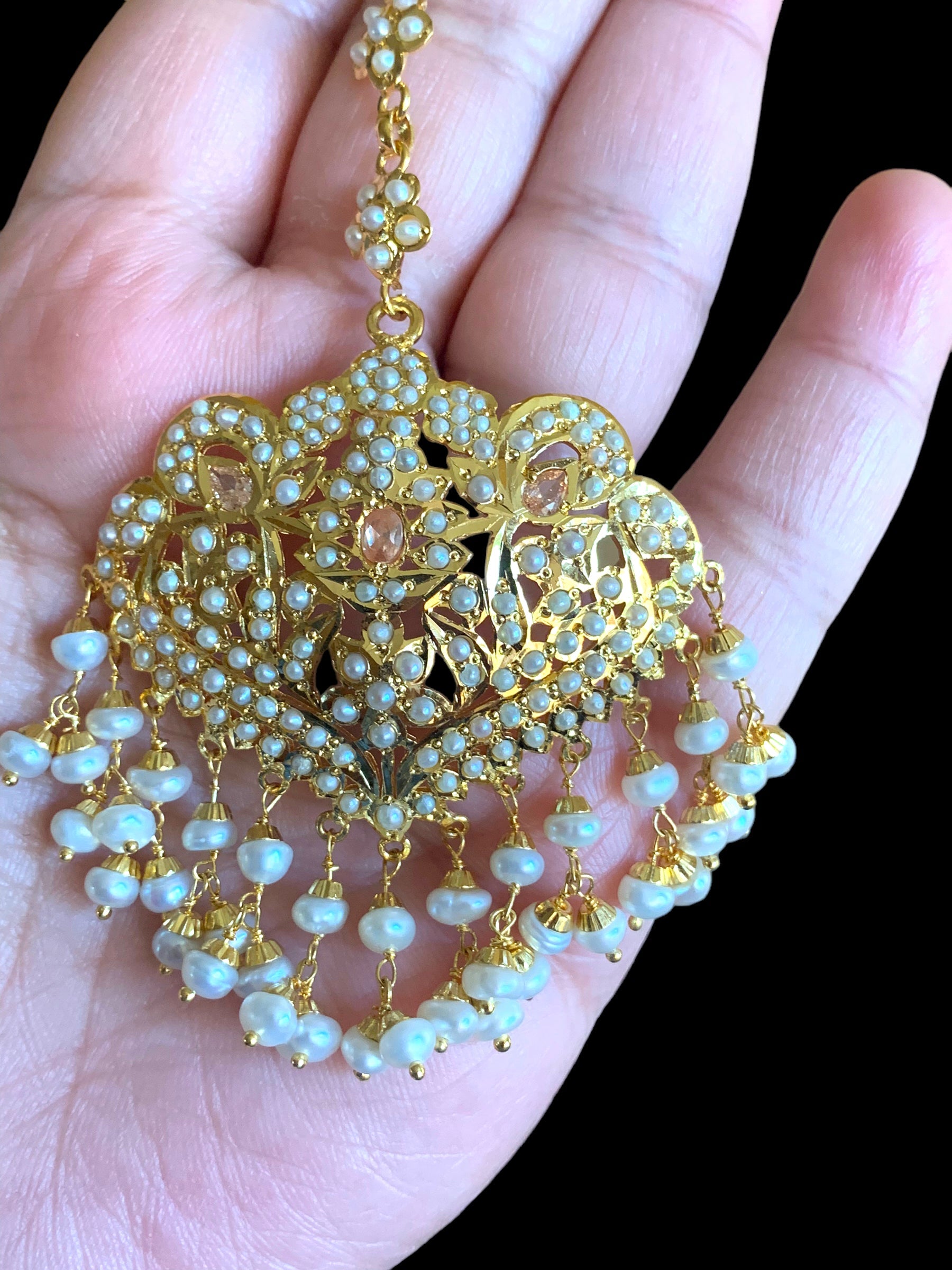Gold plated silver rani haar in fresh water pearls ( SHIPS IN 5 WEEKS )