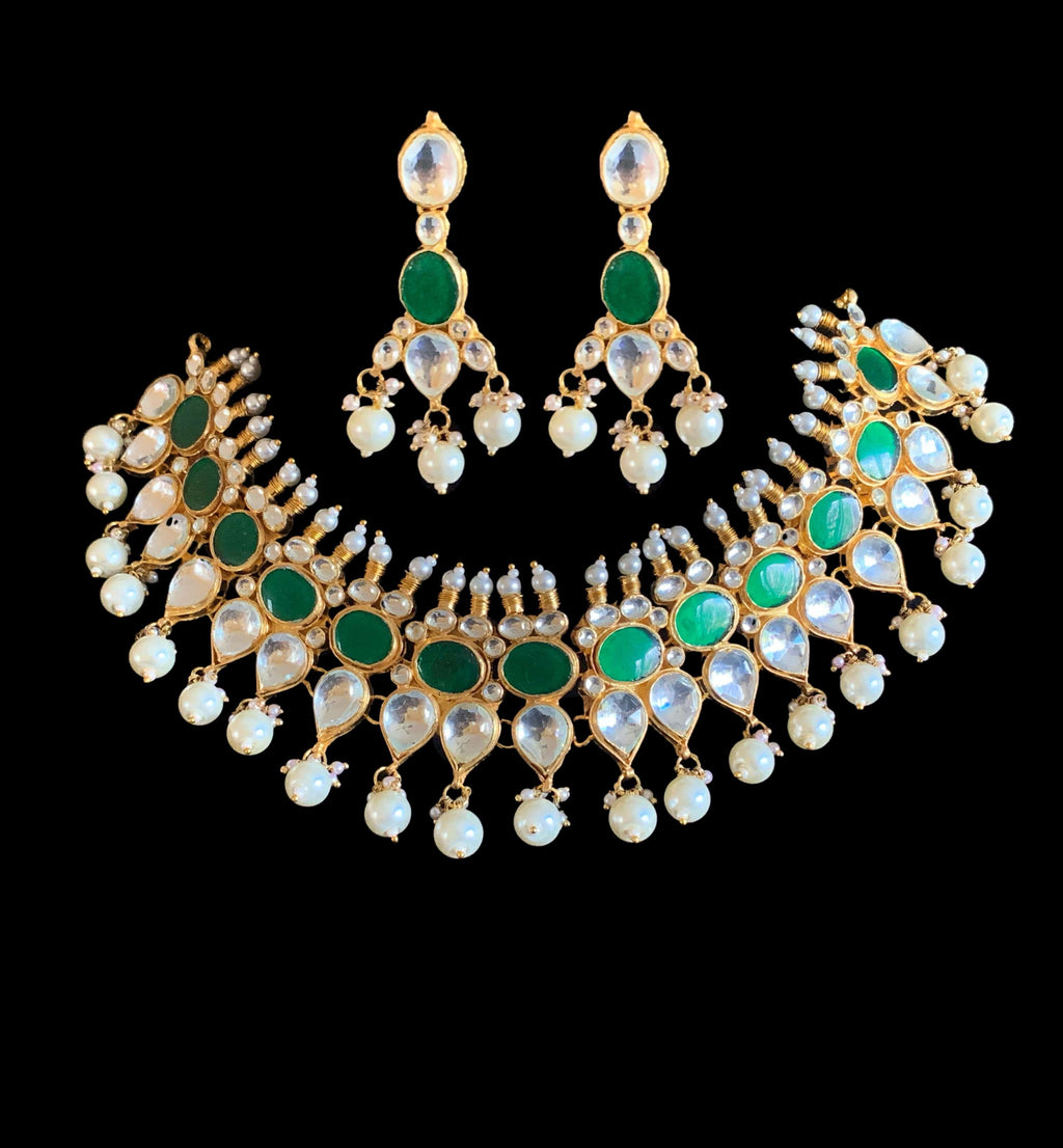 NS124 Sasha pachi kundan necklace with earrings ( READY TO SHIP )
