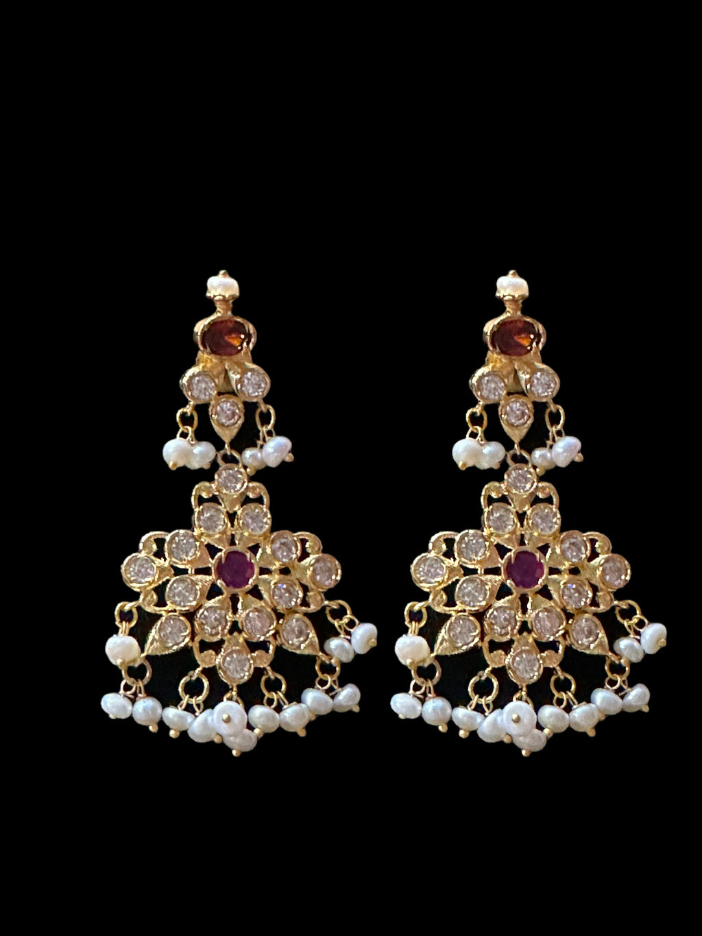 DNS29 Navratan   necklace with earrings - fresh water pearls ( READY TO SHIP )