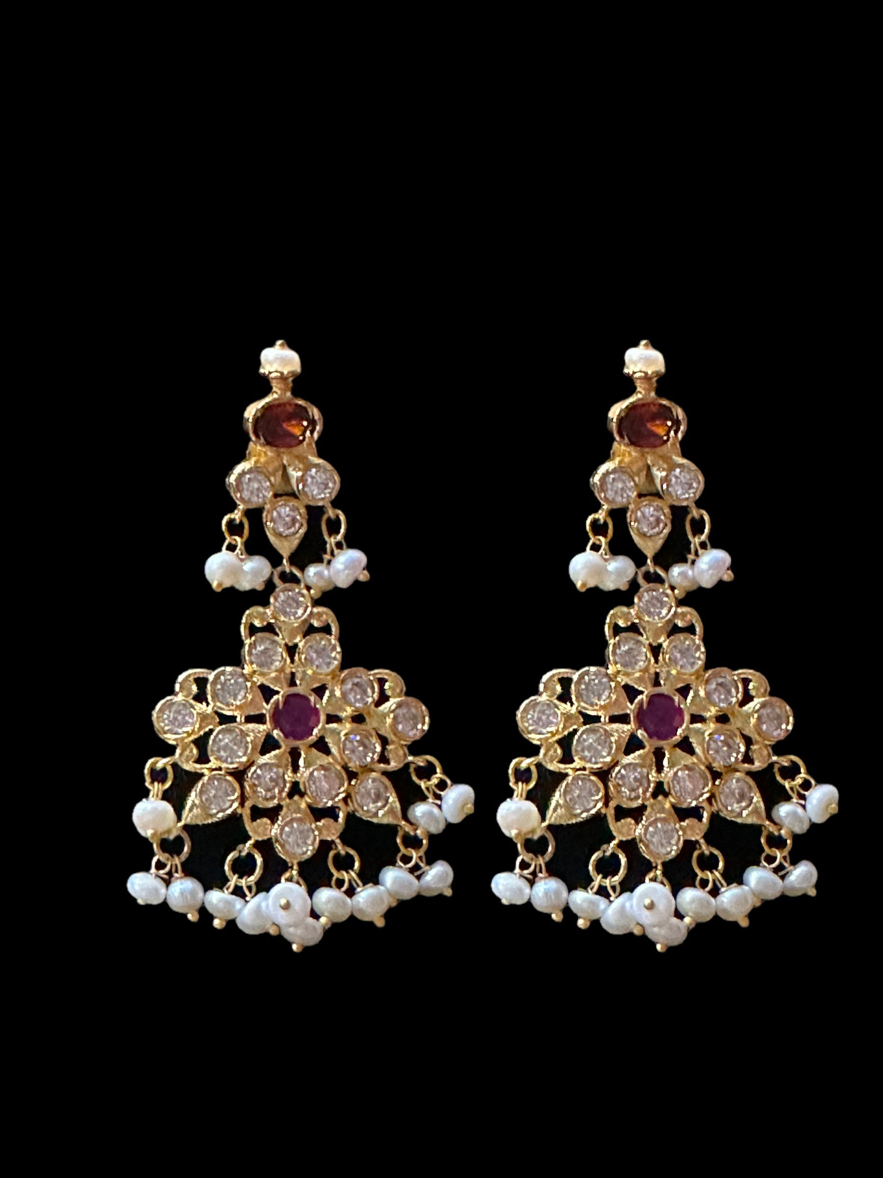 DNS29 Navratan   necklace with earrings - fresh water pearls ( READY TO SHIP )