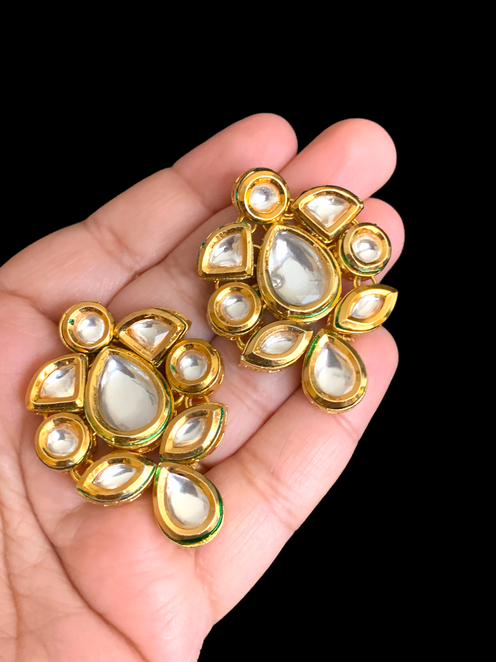 ET56 gold plated high quality kundan studs ( SHIPS IN 3 WEEKS )