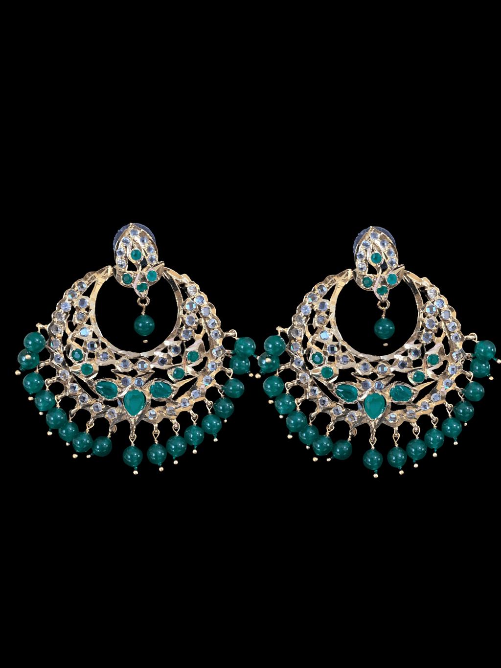 C103 Noor choker set in green with golden pearls (SHIPS IN 3 WEEKS )