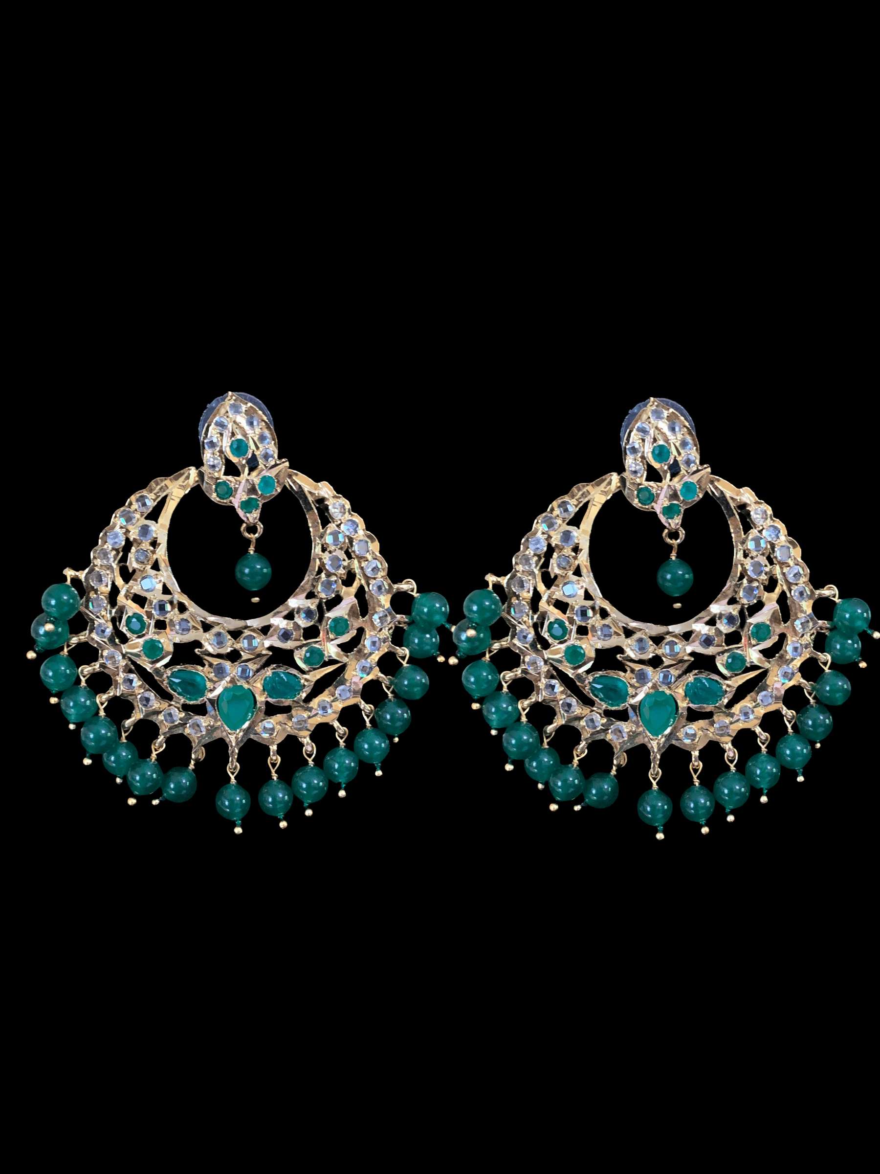 C103 Noor choker set in green with golden pearls (SHIPS IN 3 WEEKS )