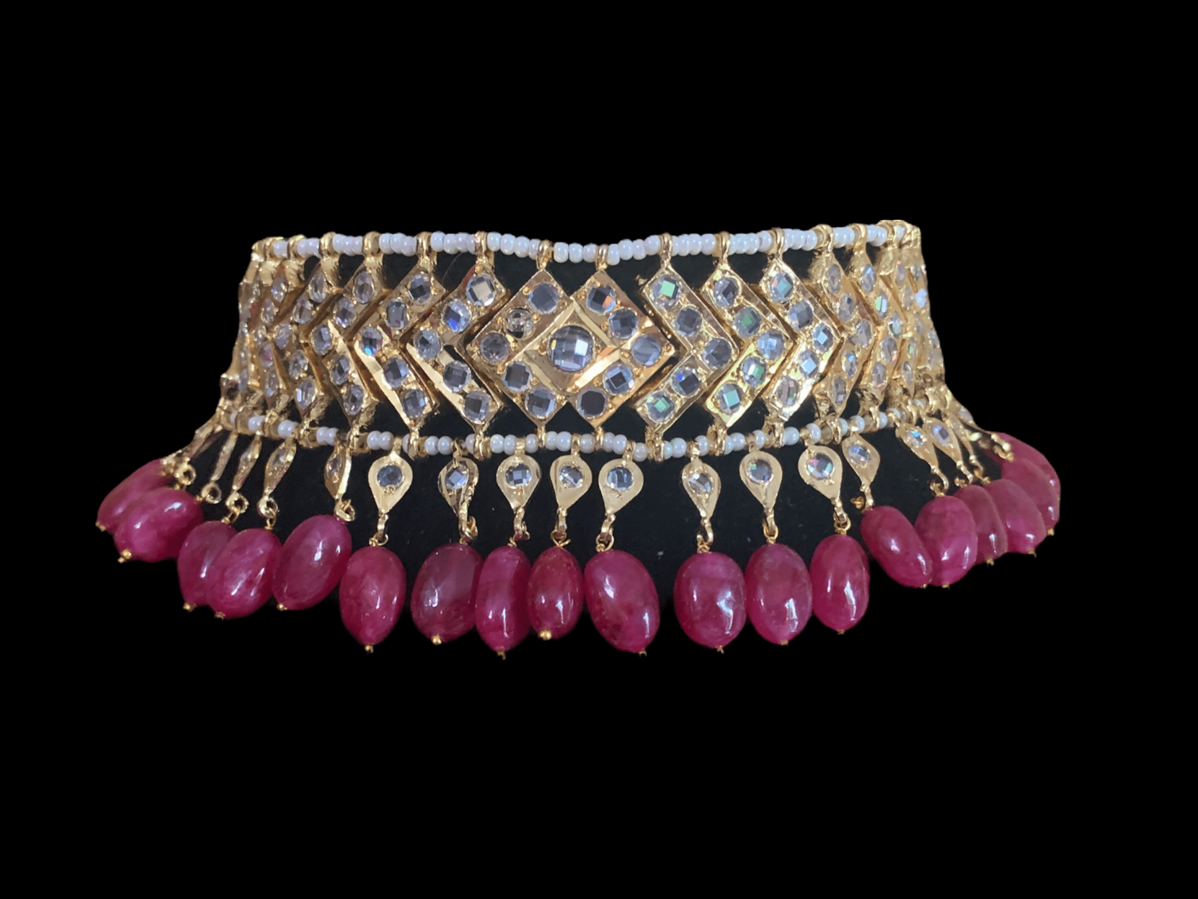 C84 MAHIRA v set in ruby beads (READY TO SHIP )