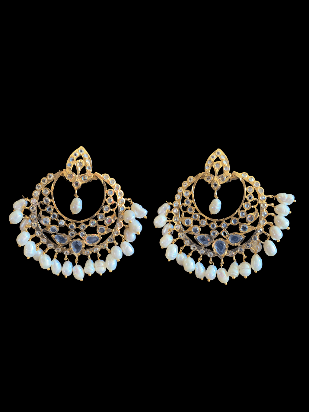 C86 MAHIRA v set in fresh water pearls  (SHIPS IN 1 WEEK )