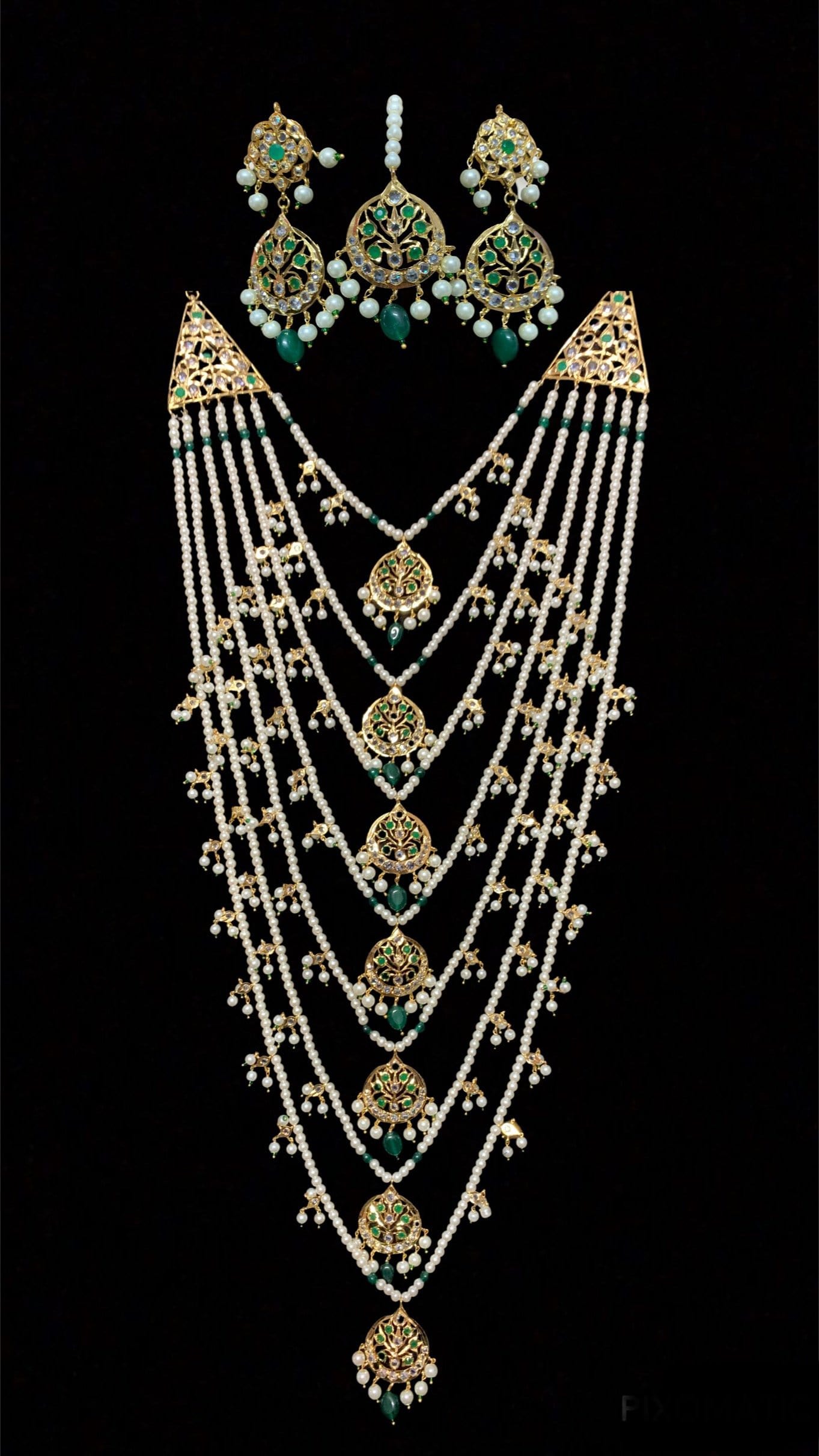 SAT19 Asmara Hyderabadi bridal satlada green ( READY TO SHIP )