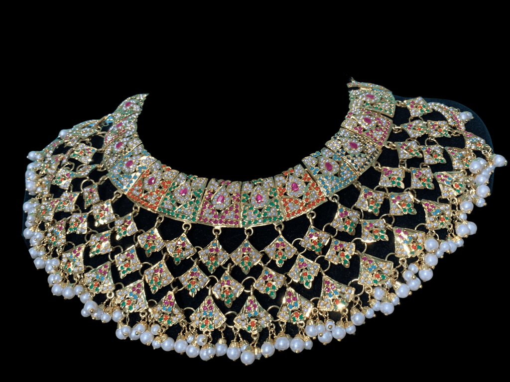 BR91 Hunza Navratan  jadau bridal set   ( SHIPS IN 4 WEEKS )