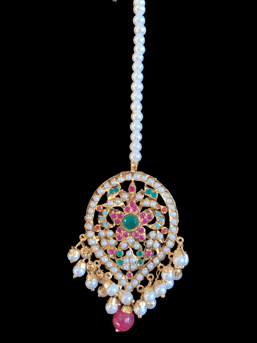 NS250  Chriselle necklace set in Navratan  ( SHIPS IN 3 WEEKS )