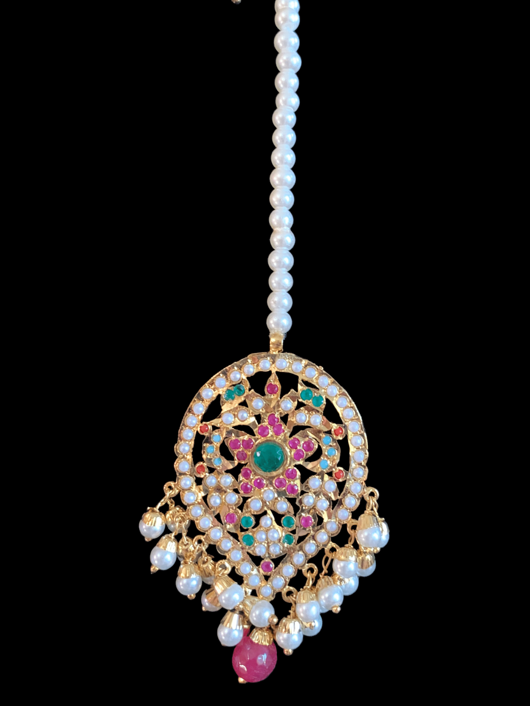 NS250  Chriselle necklace set in Navratan  ( SHIPS IN 3 WEEKS )