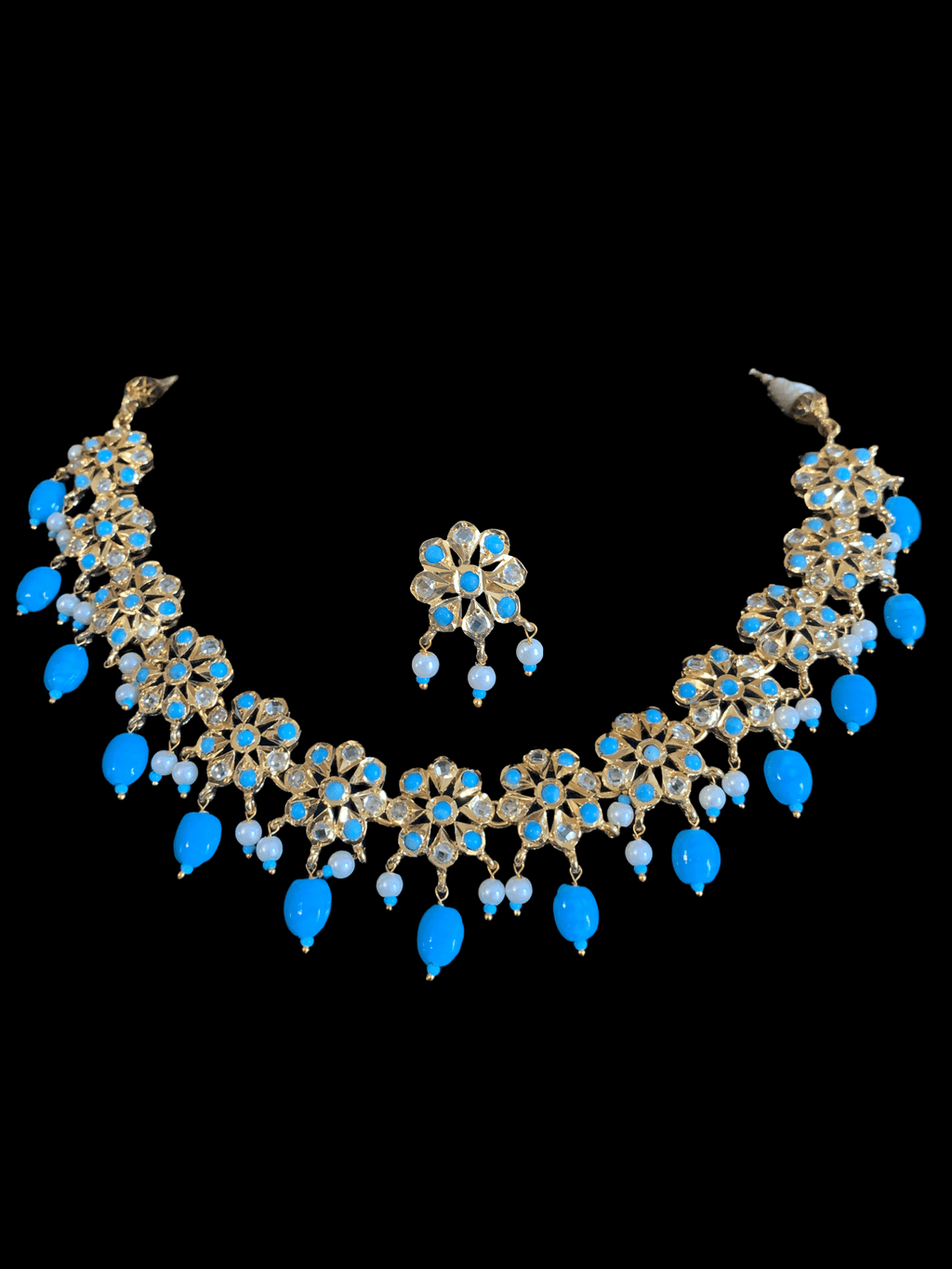 NS191 Malavika necklace set in turquoise ( SHIPS IN 4 WEEKS )