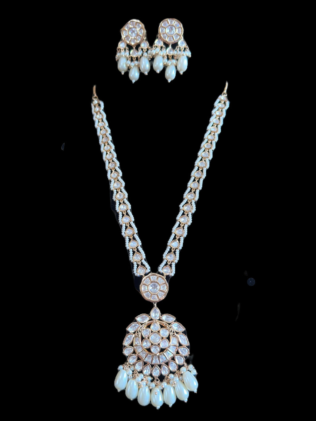 NS514 Savya high quality Polki necklace with earrings ( READY TO SHIP )