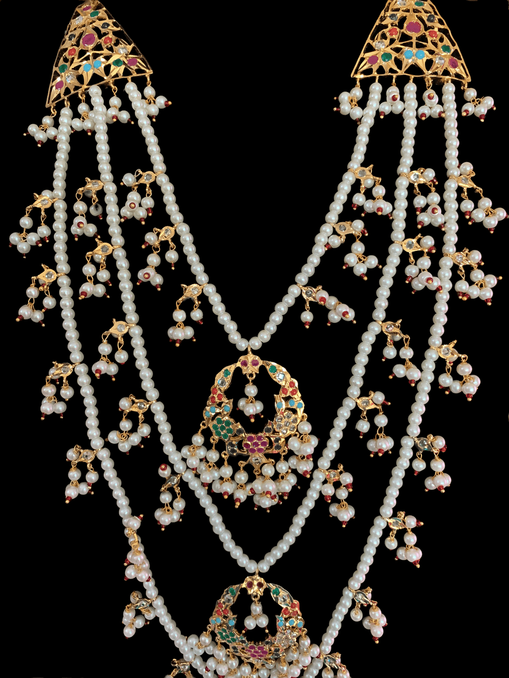 SAT43 Madhuri three layer bridal navratan set ( READY TO SHIP )