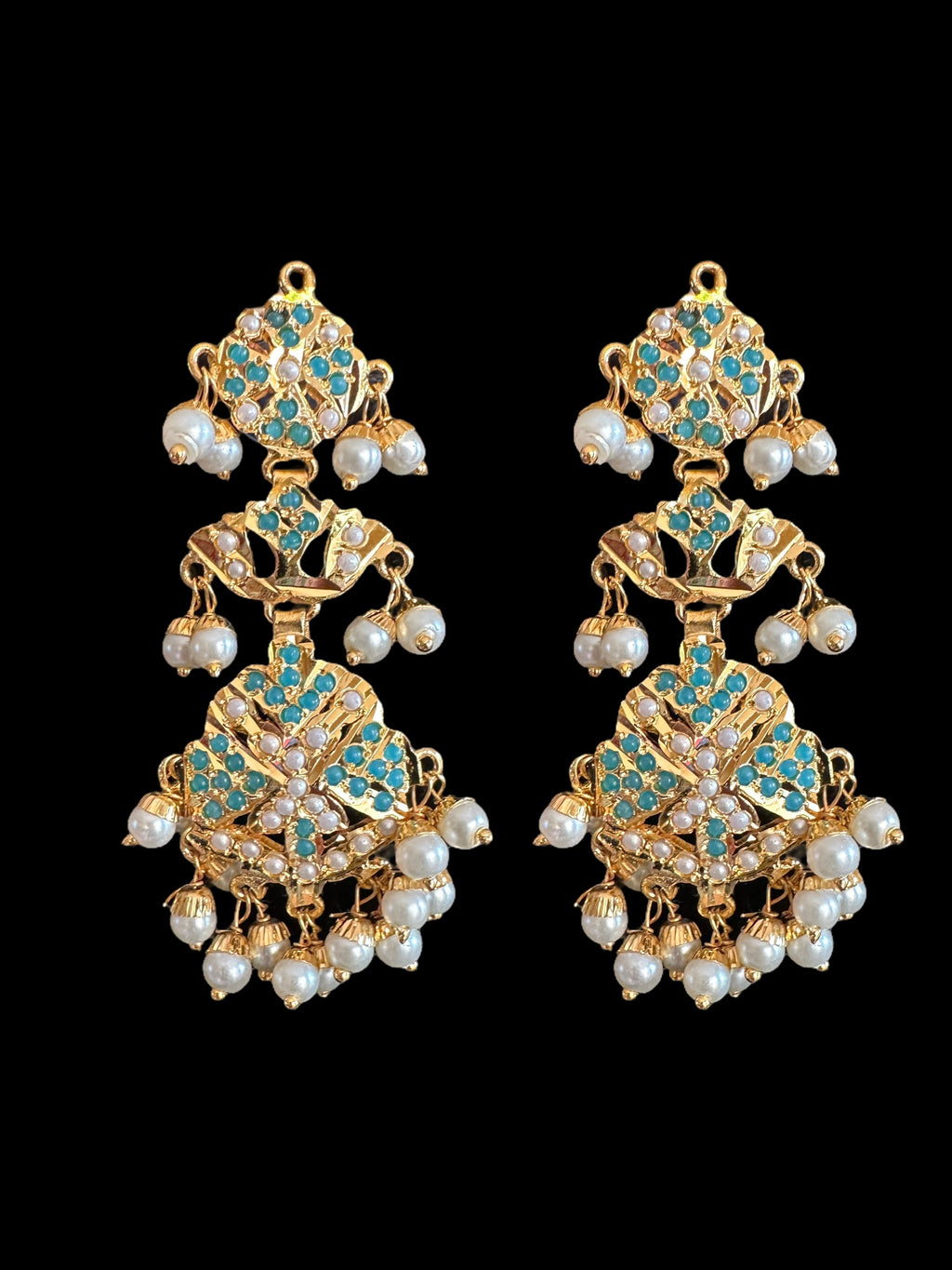 LN207 Rani haar with fresh water pearls in turquoise ( SHIPS IN 4 WEEKS )