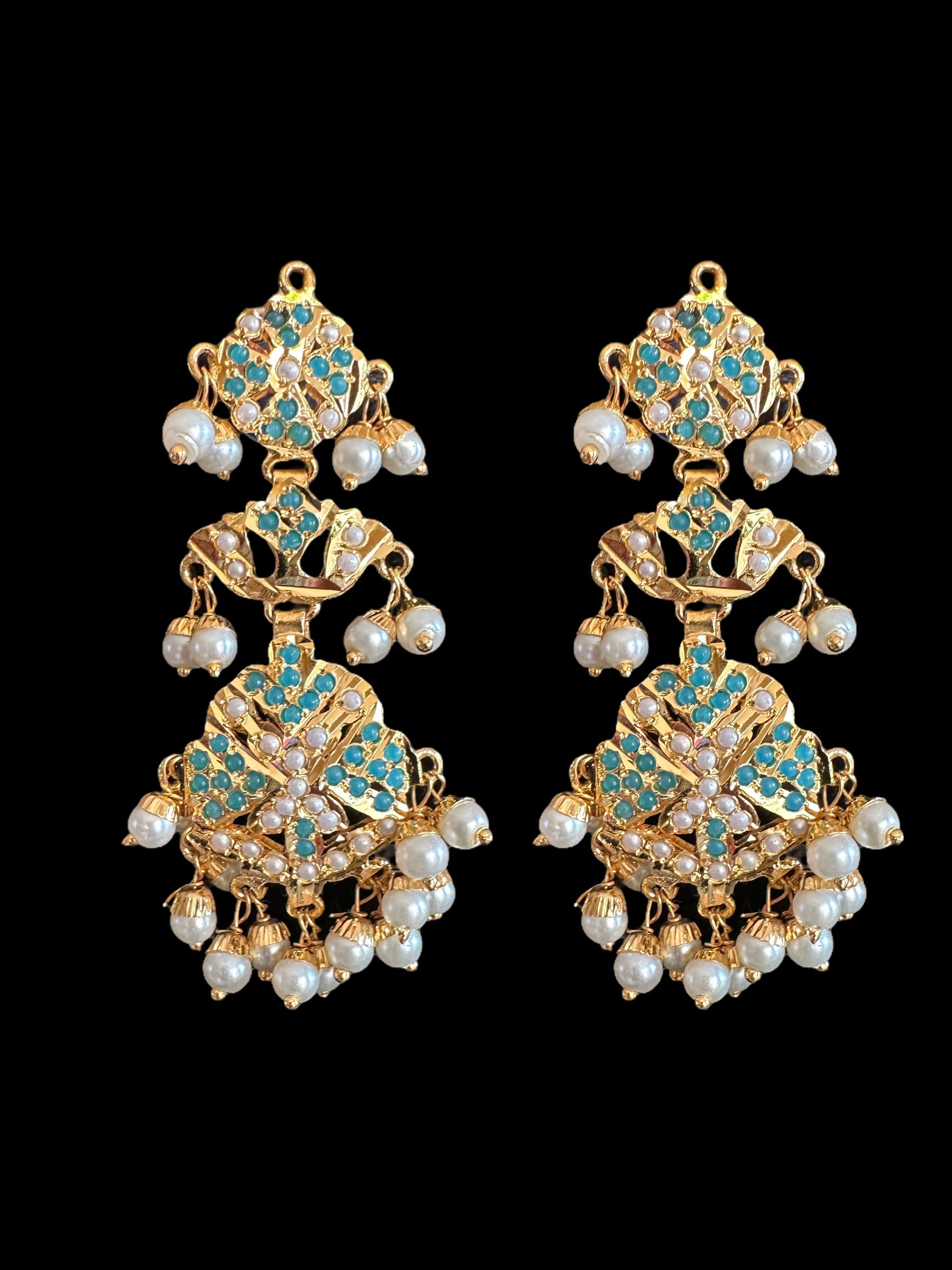 LN207 Rani haar with fresh water pearls in turquoise ( SHIPS IN 4 WEEKS )