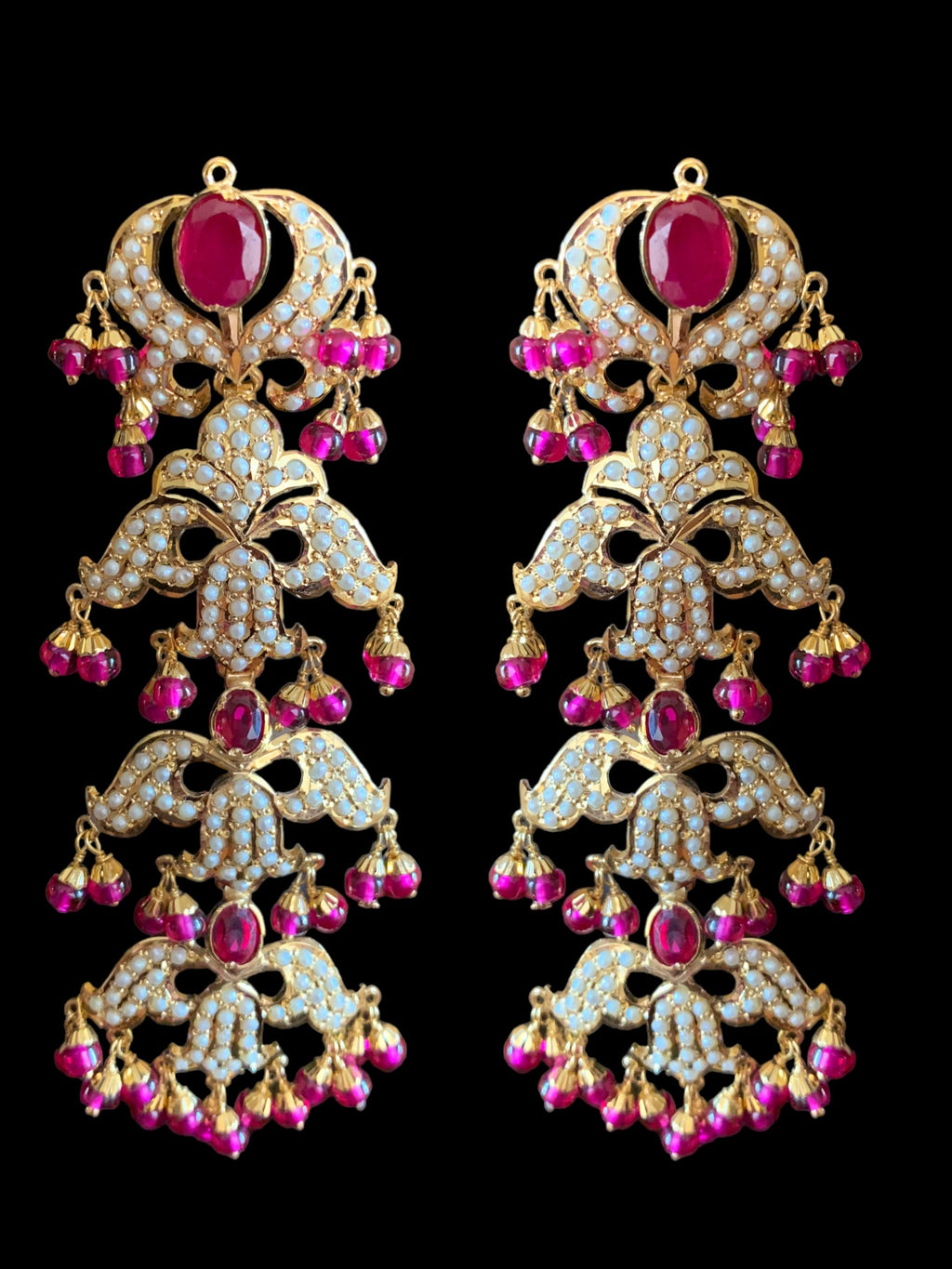 Ruby pearl gold plated silver earrings ( READY TO SHIP )