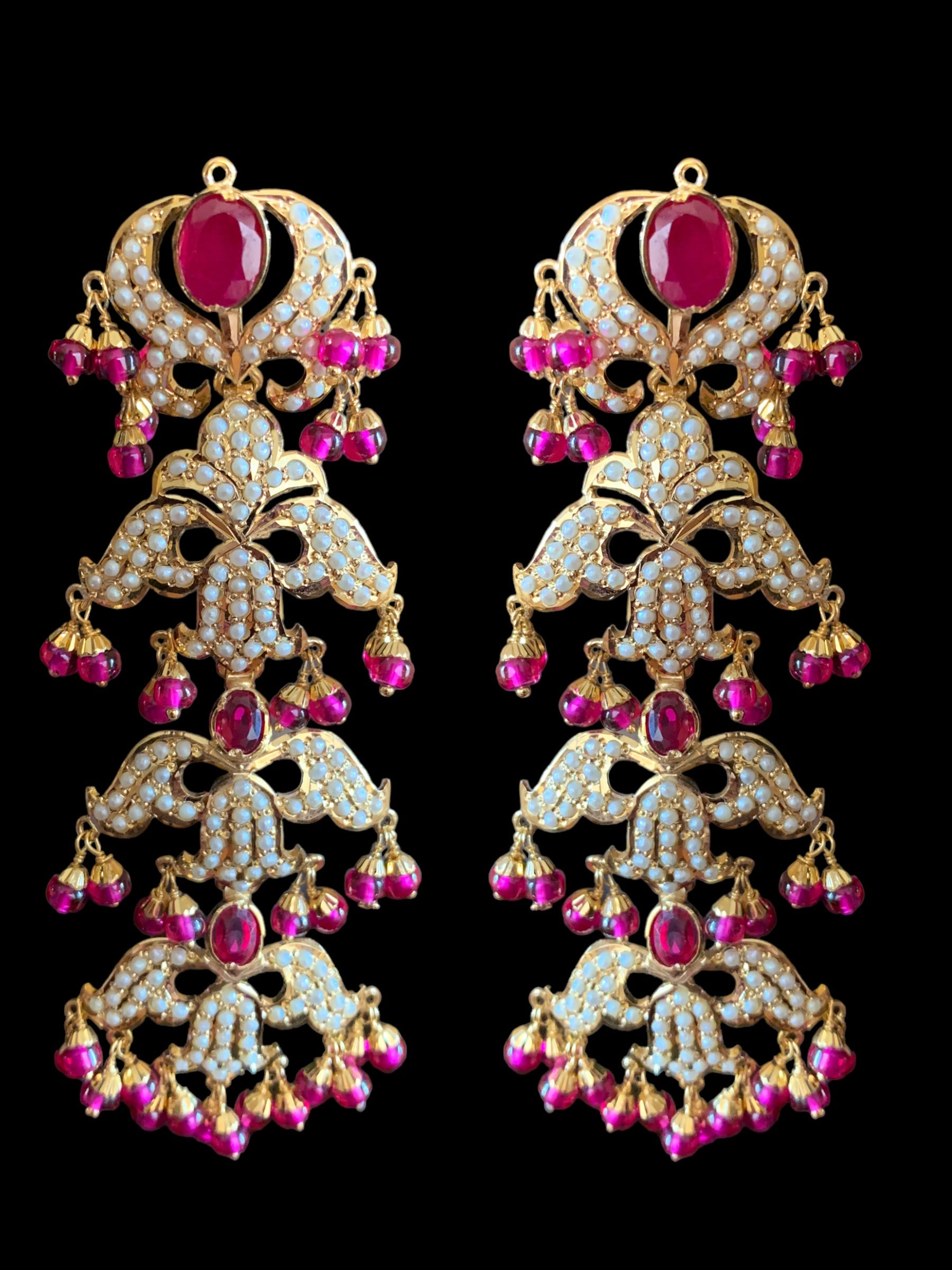 Ruby pearl gold plated silver earrings ( READY TO SHIP )