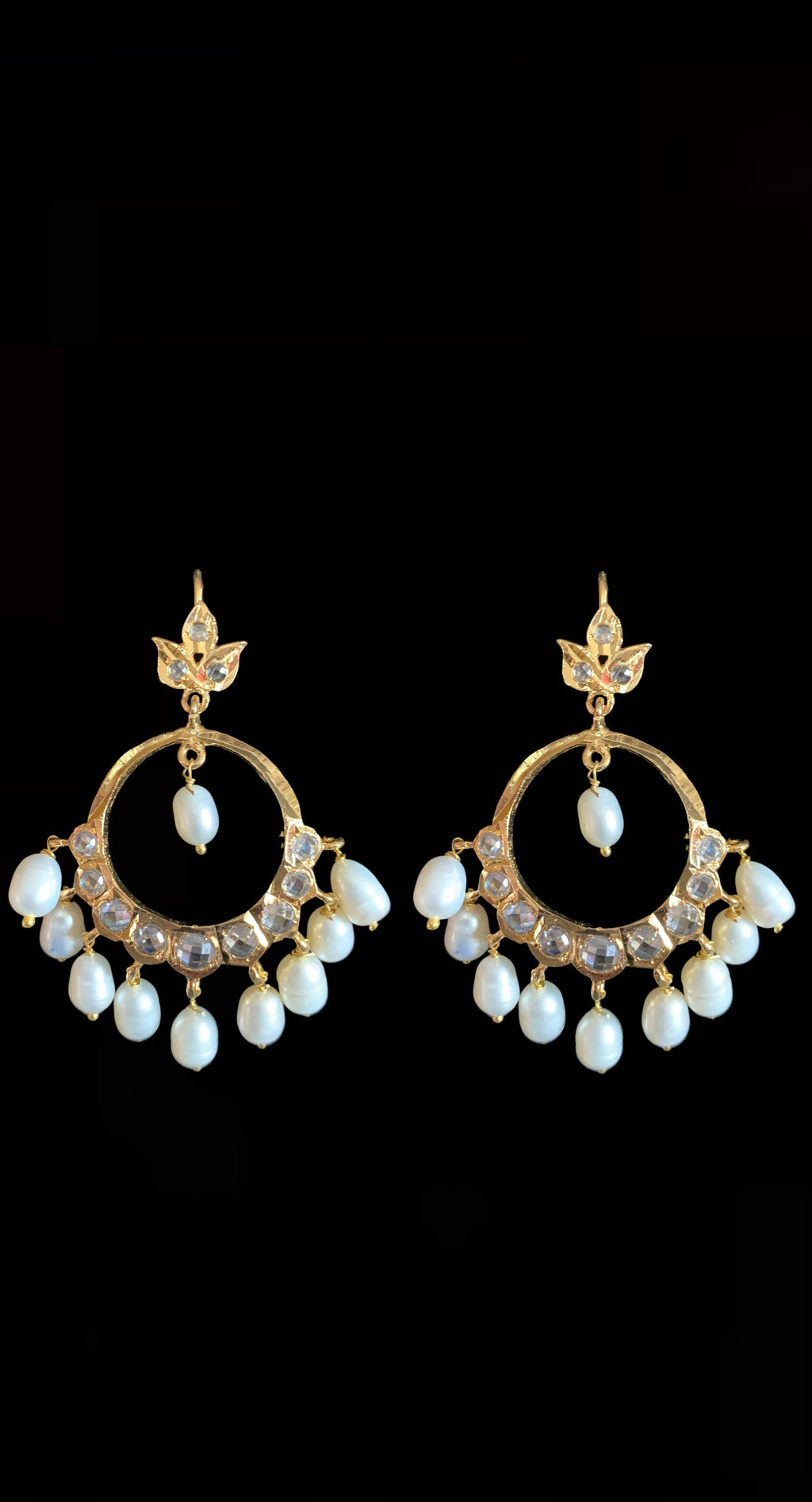 NS195 Barfi necklace with Chandbali in fresh water pearls  ( READY TO SHIP )